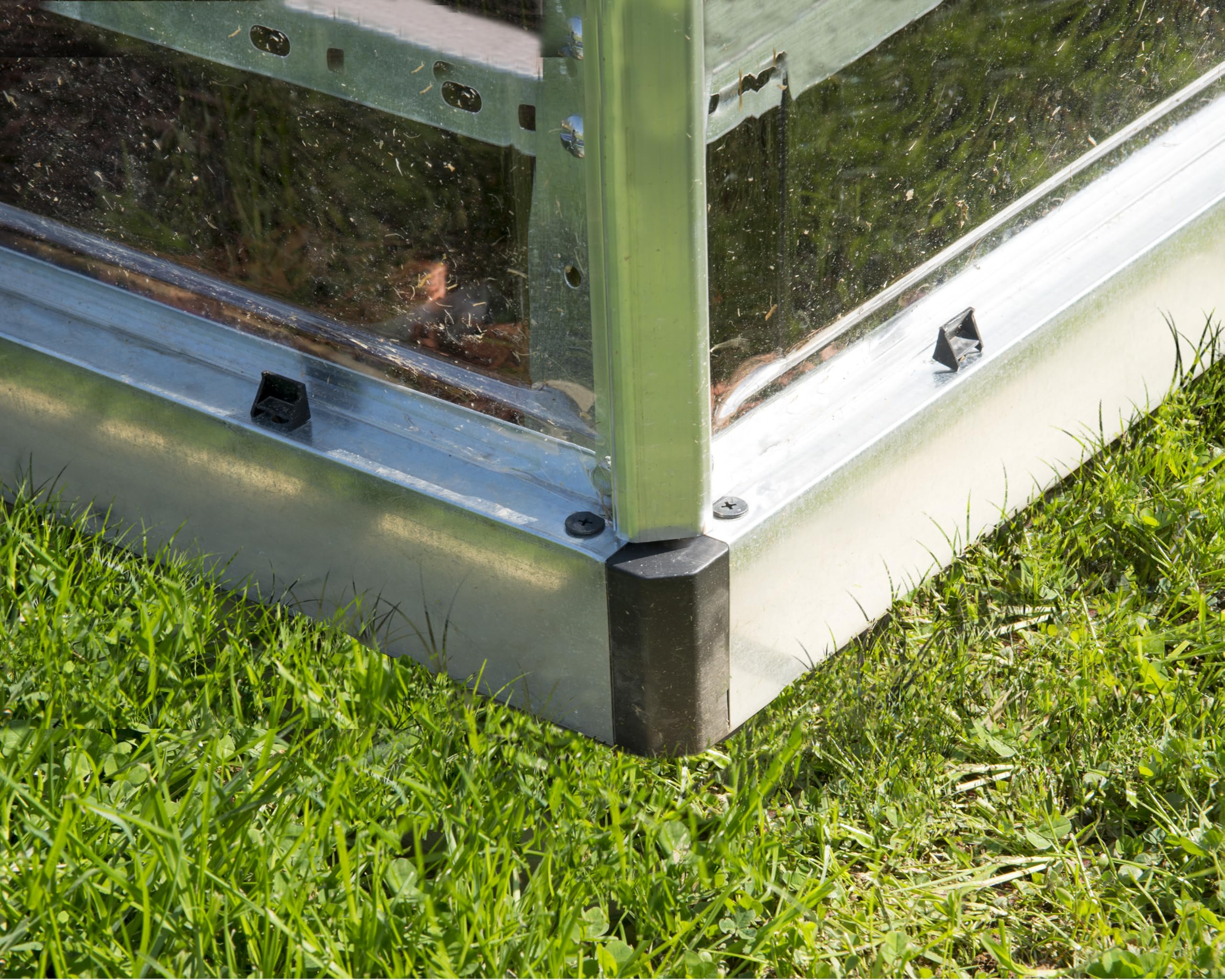 Palram Canopia Lean To 8 x 4 Serra sostenuta – Pareti in policarbonato trasparente – Tetto protetto contro i raggi UV telaio in alluminio, base inclusa – argento/verde