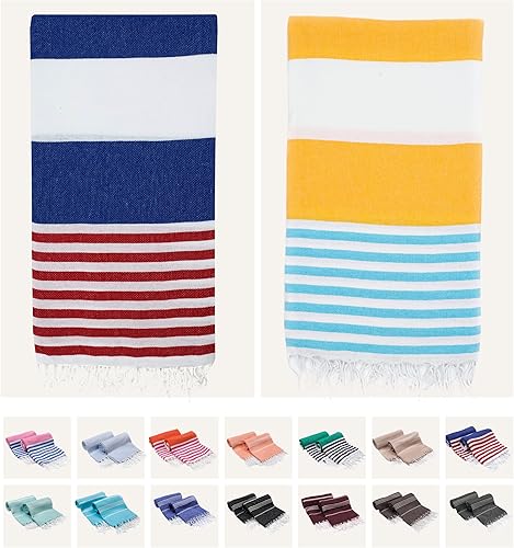 Paquete de 2 toallas de playa turcas de 40 x 72 pulgadas, de gran tamaño, 100% algodón, sin arena, ligeras, absorbentes, de secado rápido, toallas