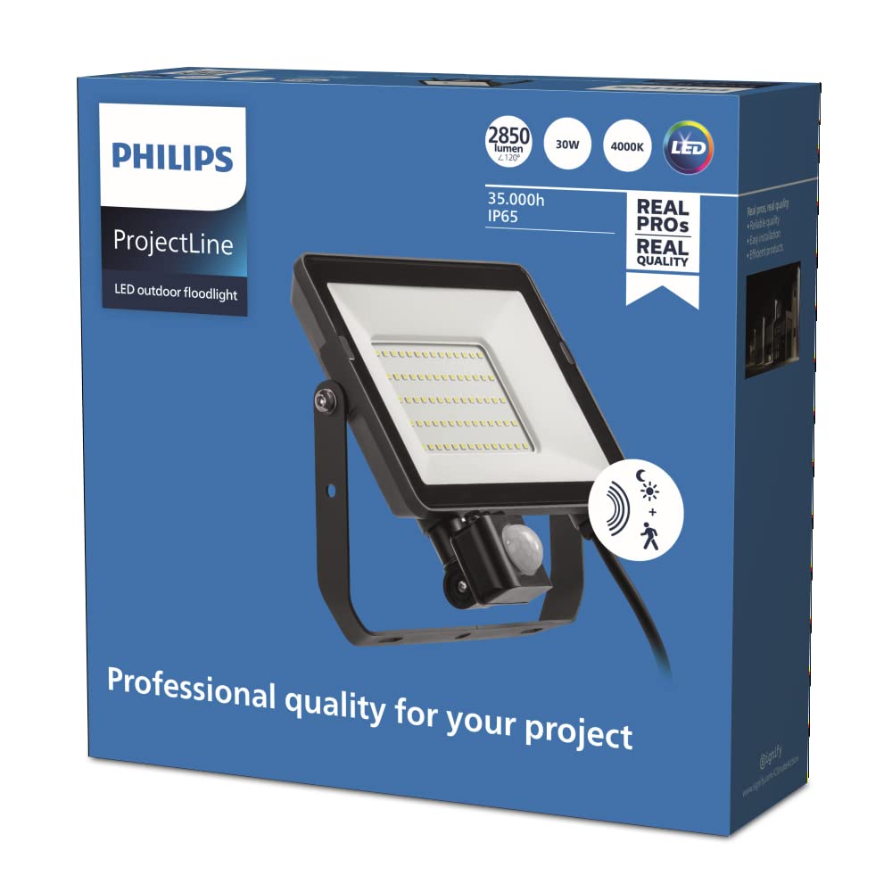 Philips Projectline LED Floodlight with Sensor [50 Watts - 4000K Cool White] for Commercial Lighting (911401863884)