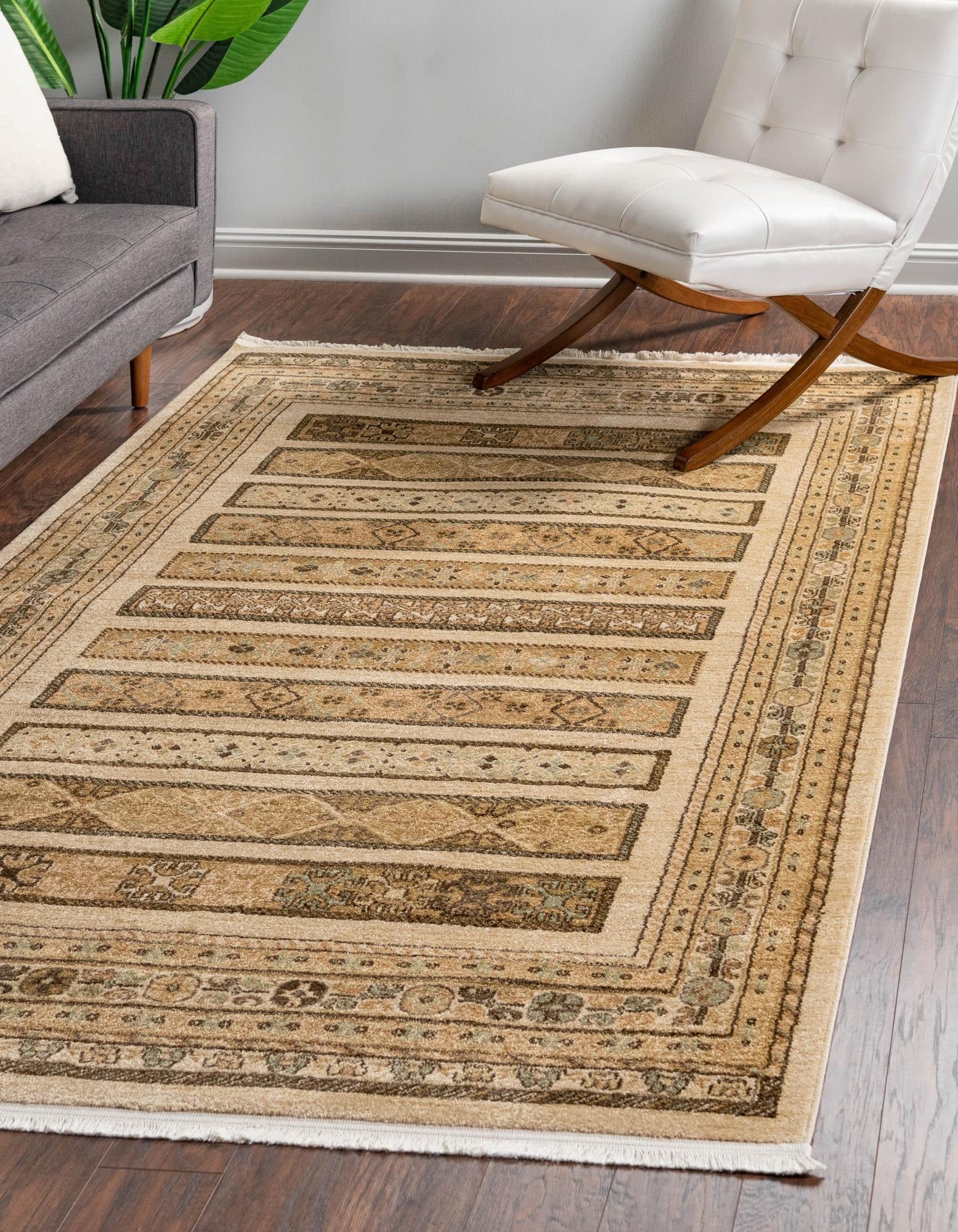 Rugs.com Kashkuli Gabbeh Collection Rug – 5' x 8' Ivory Medium Rug Perfect for Bedrooms, Dining Rooms, Living Rooms