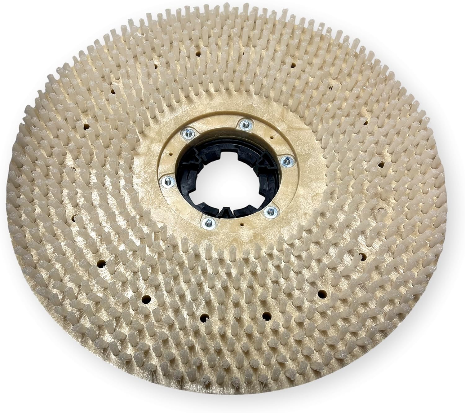 Clarke 51447D Nilfisk Advance Alto Brush, 20-Inch Polypropylene Dual Direction Rotary Scrub Brush with Clutch Plate; Beige Top, Clear Bristles; for Clarke Encore S20, L20 and S20E