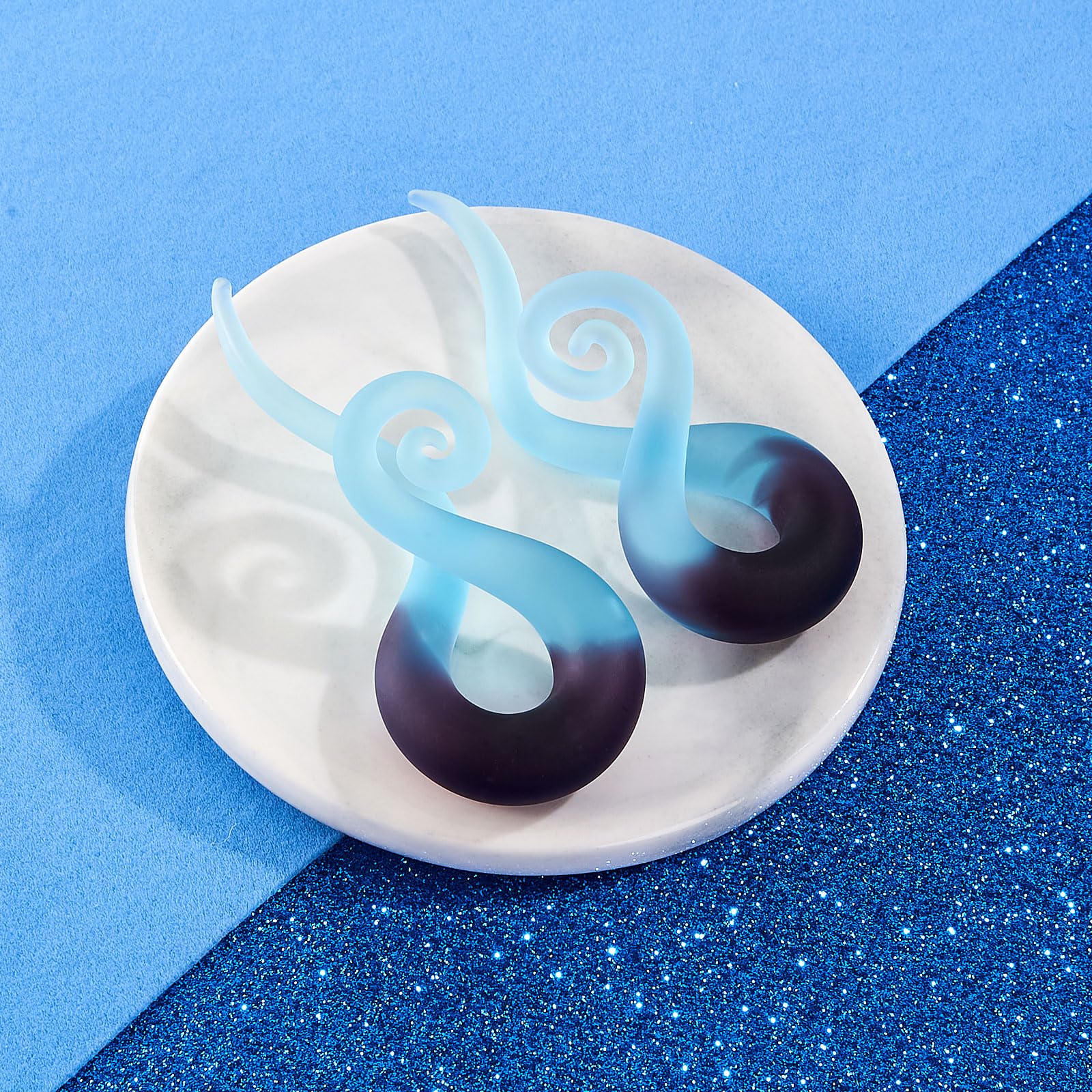 Stuppendux 2Pcs Ear Glass Spiral Tapers Plugs Tunnels Expander Hanger Gauges Earrings Stretching Body Piercings Jewelry