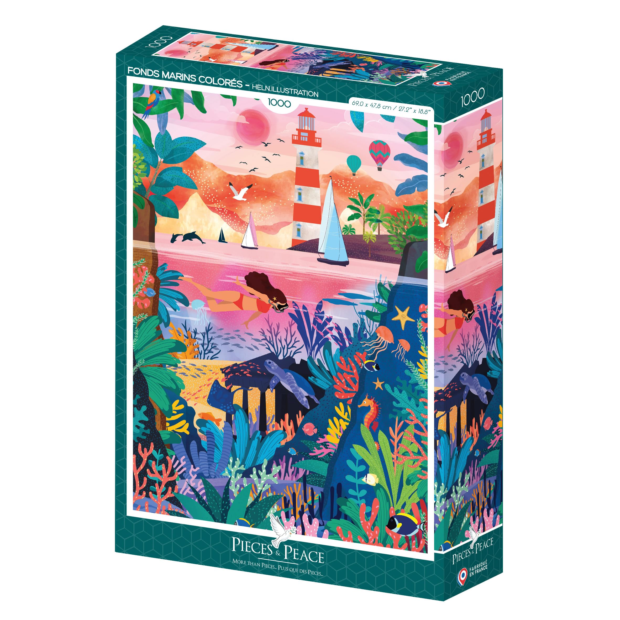 Pieces & Peace Puzzle de 1000 piezas, multicolor fondo marino