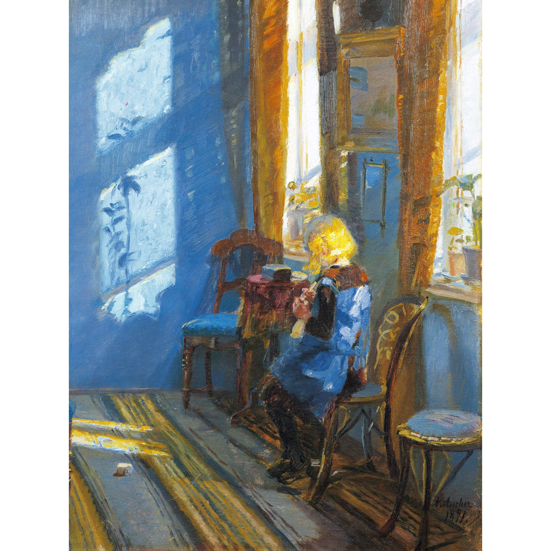 Anna Ancher Sunlight In The Blue Room Large Wall Art Print Canvas Premium Poster Mural