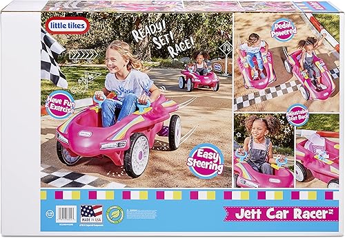 Miniatura 5 de Little Tikes Jett Car Racer - Coche de carreras rosa con respaldo de asiento ajustable, dirección de rueda trasera de doble mango, control de