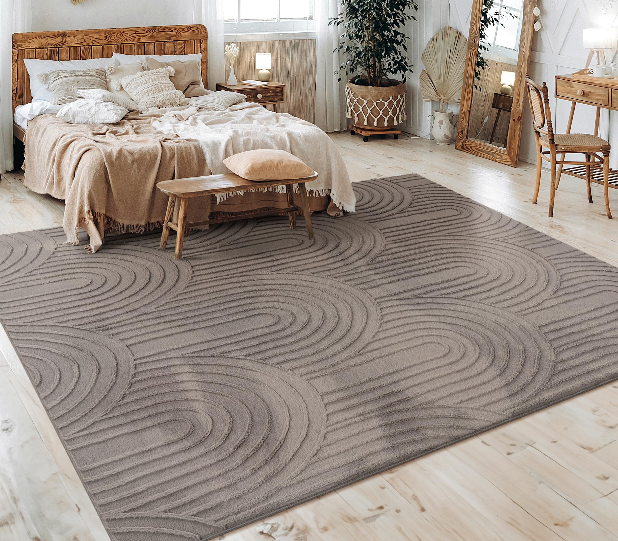 Paco Home Teppich Wohnzimmer Schlafzimmer Kurzflor Skandinavisches Boho Muster Geometrisch Rauten Motiv Einfarbig Weich Modern, Grösse:80x150 cm, Farbe:Grau 4