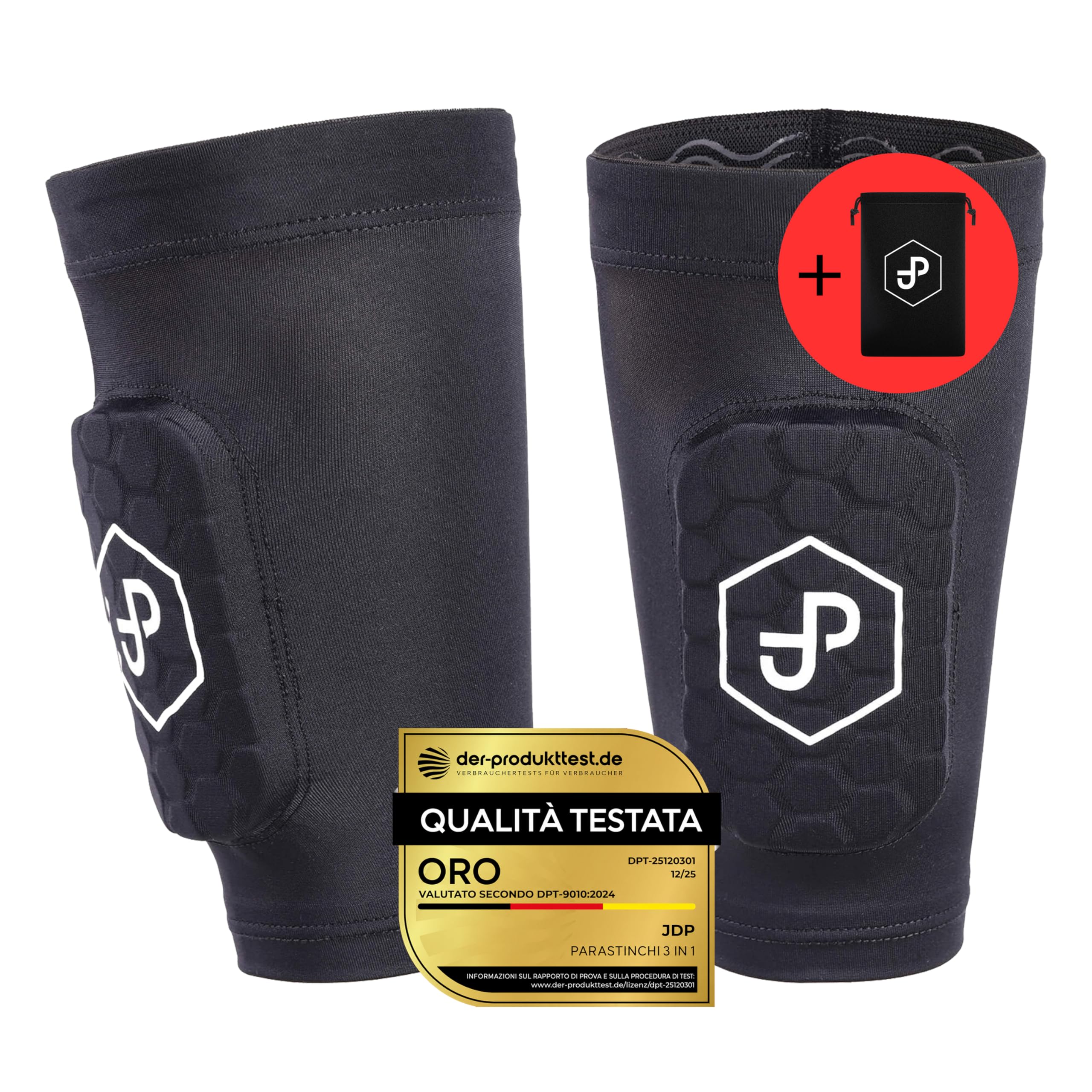 JDP Premium parastinchi 3 in 1, calze con parastinchi integrato da calcio uomo / donna / bambini, protezioni per tibia incluse con calzettoni da calcio, parastinchi da sportivi, accessori sportivi