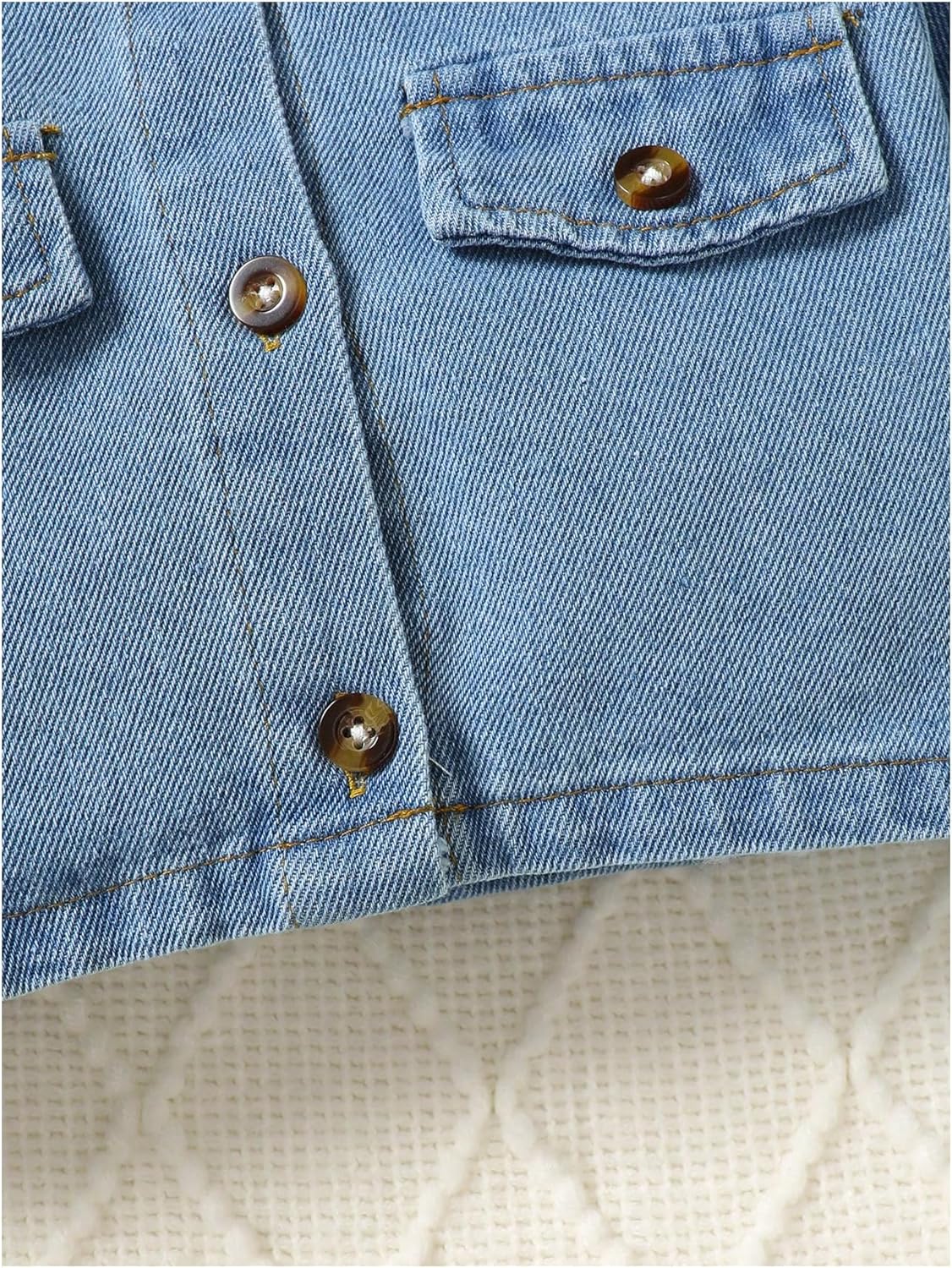 MakeMeChic Toddler Baby Girl 2 Piece Cute Outfits Long Sleeve Collared Denim Jacket and Pleated A Line Jean Skirt Sets - Image 5