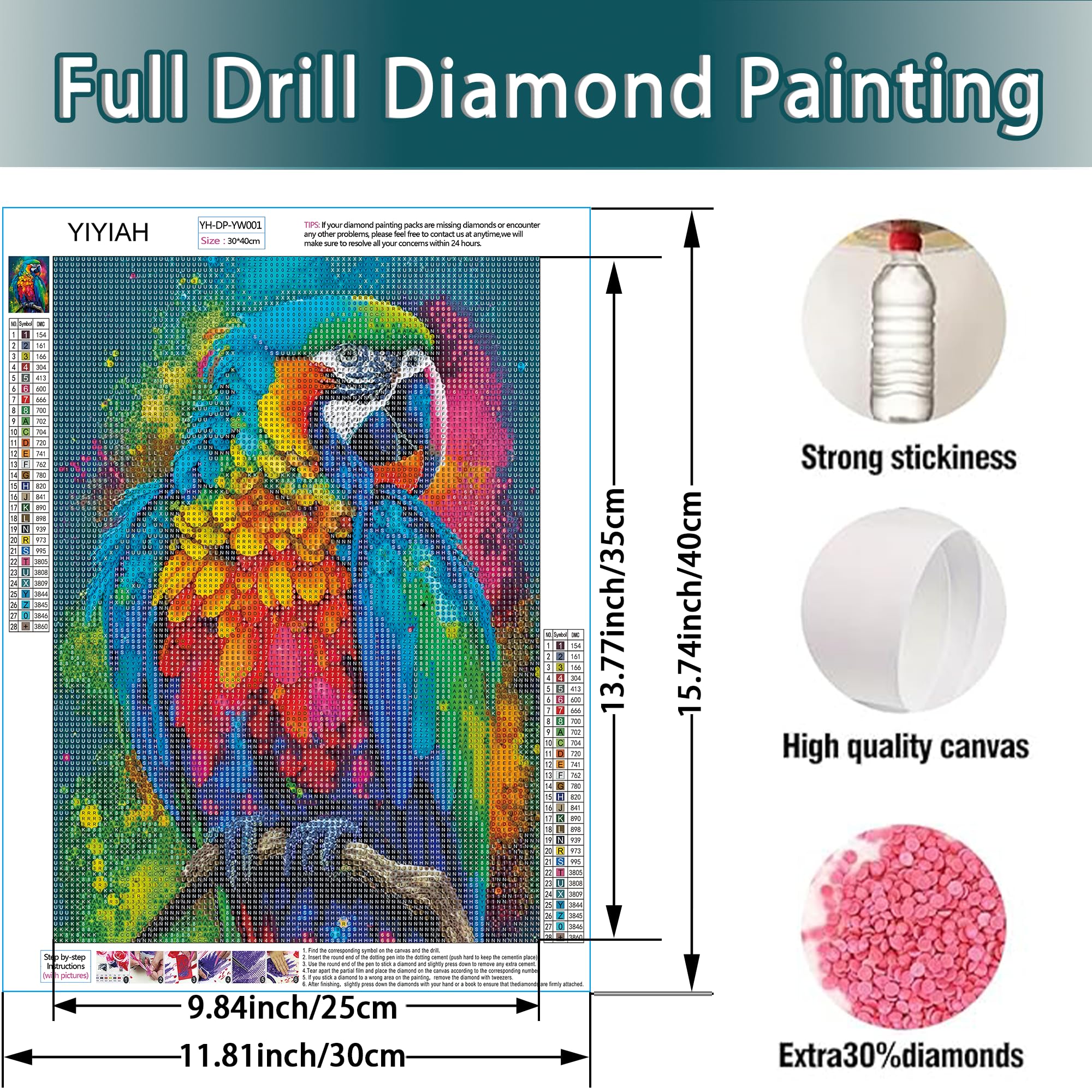 5D Diamond Painting Kit: Colorful Bird Design – Round Full Drill, 11.8x11.8 Inch, DIY Art For Adults, Home Decor - View #5