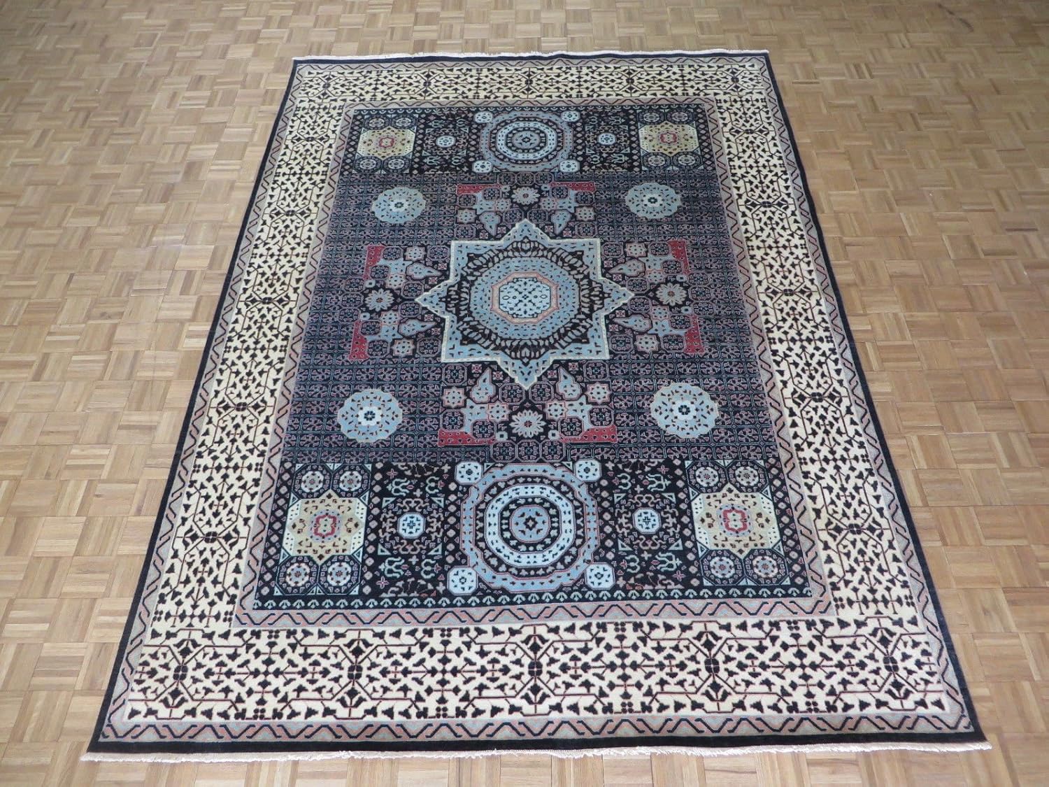 Oriental Rug Galaxy Mamluk Black Wool HandKnotted Oriental