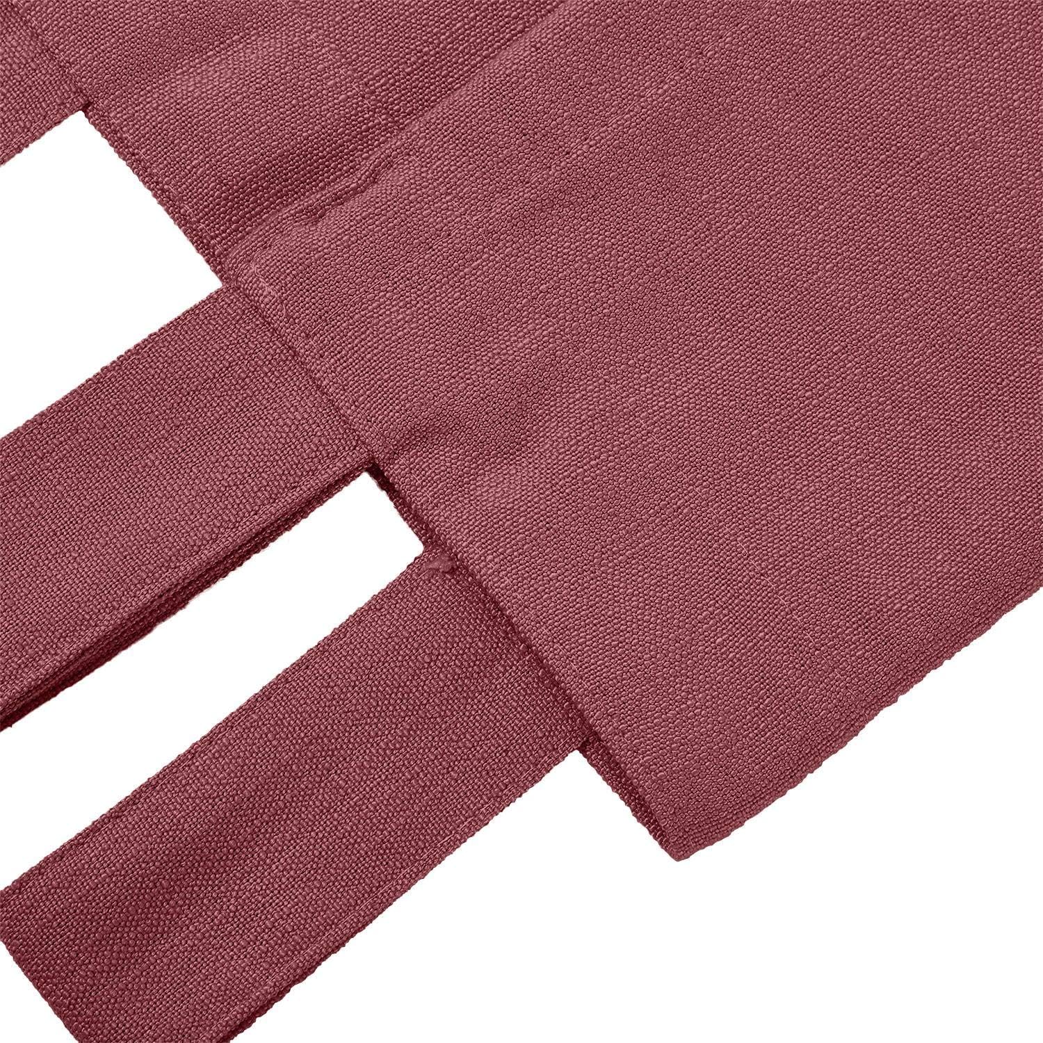 TWOPAGES Heavyweight Linen Textured Tab Top Curtain for Living Room, Window Drape Solid Burgundy Natural Privacy Curtain (1 Panel, 50 x 108 Inches)