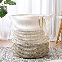 Vista 1 de Cestas de lavandería de 80 litros con asas, cesta decorativa para sala de estar, cesta de almacenamiento tejida para juguetes, almohadas, mantas