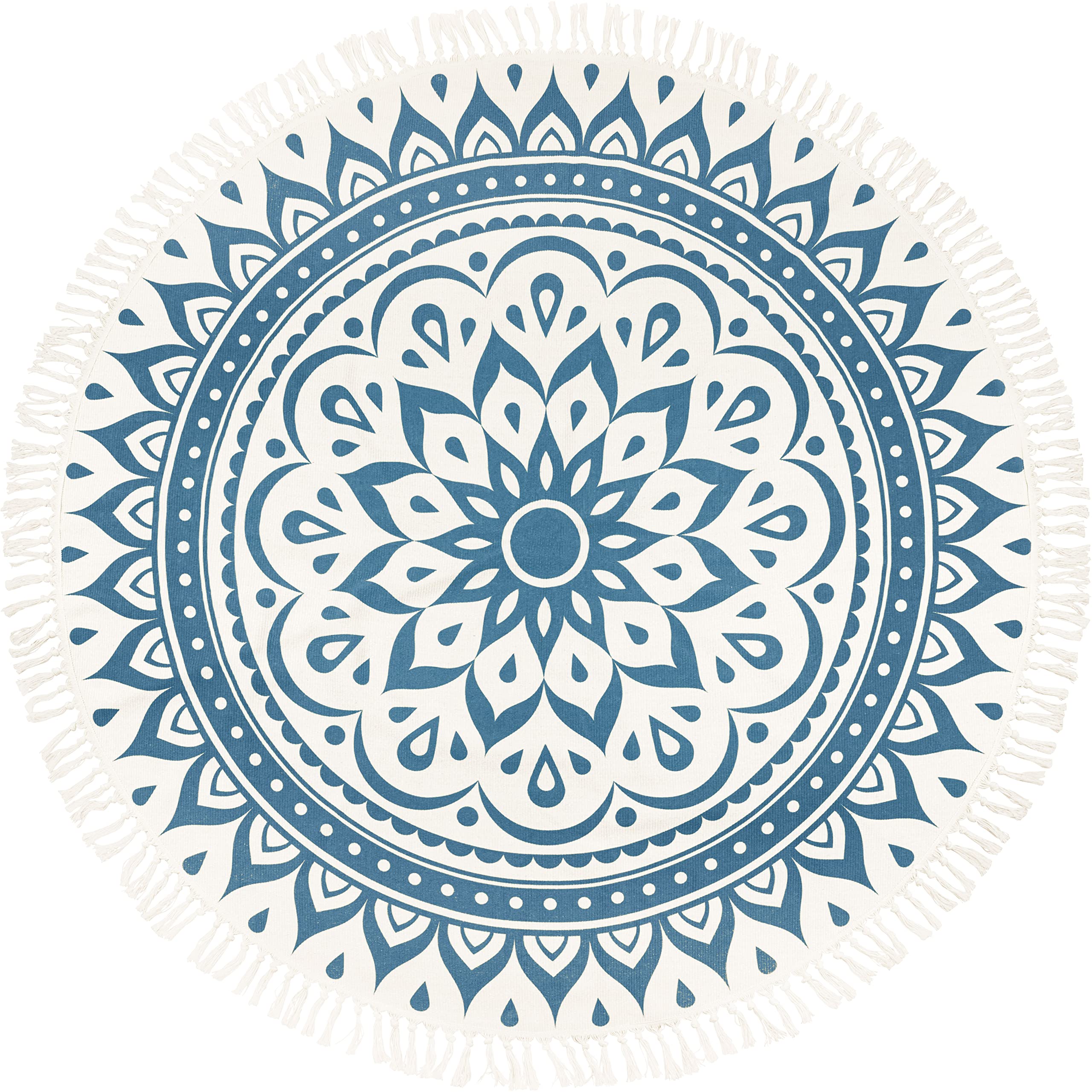 Sonic Energy Tapis de méditation rond - 200 cm - Bleu marine - Lavable - Pour méditation, yoga, décoration - Sac en polyester avec cordon de serrage inclus (MMR1NB)