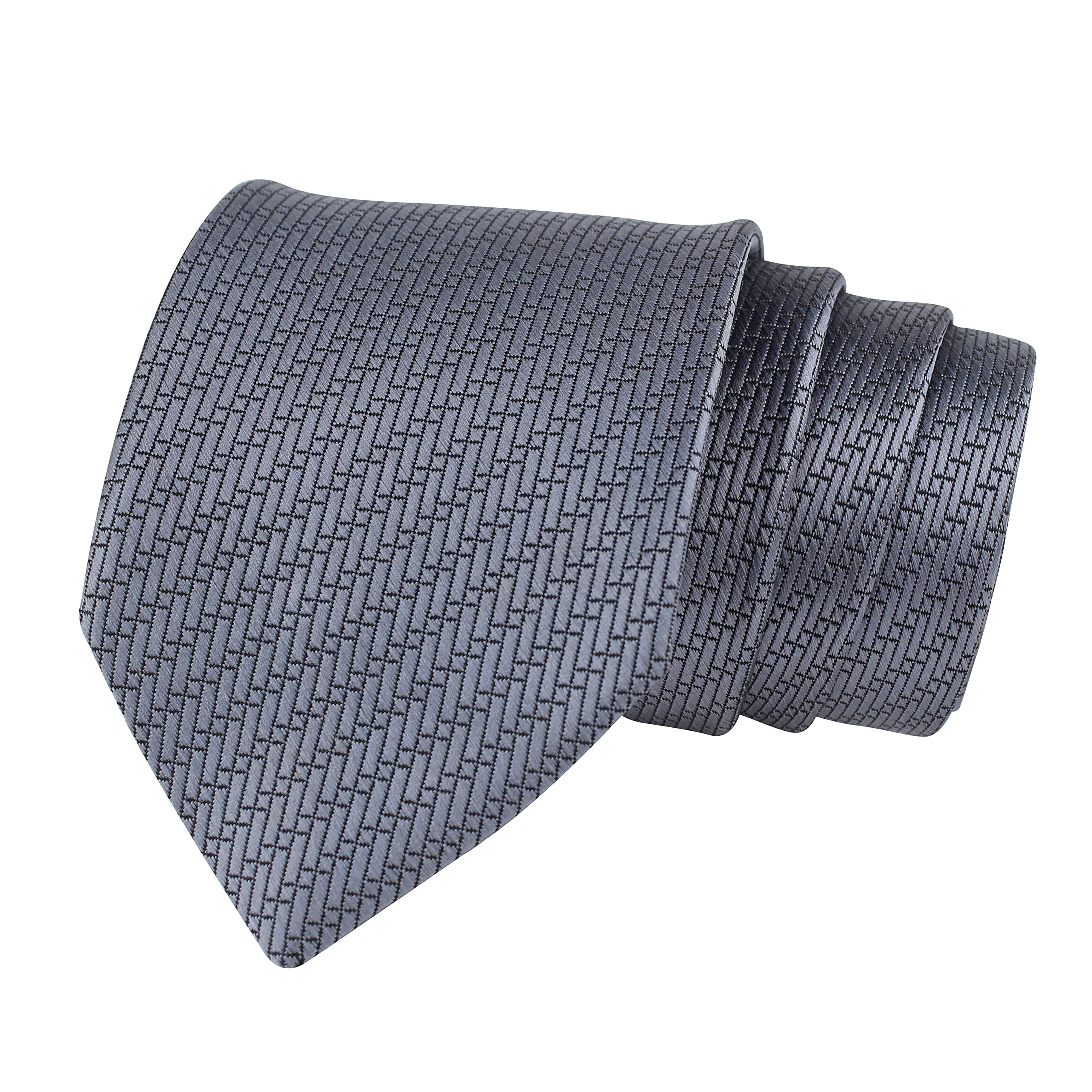 Kavove The Energise Self Pattern silver Necktie For Men - Image 9 thumbnail