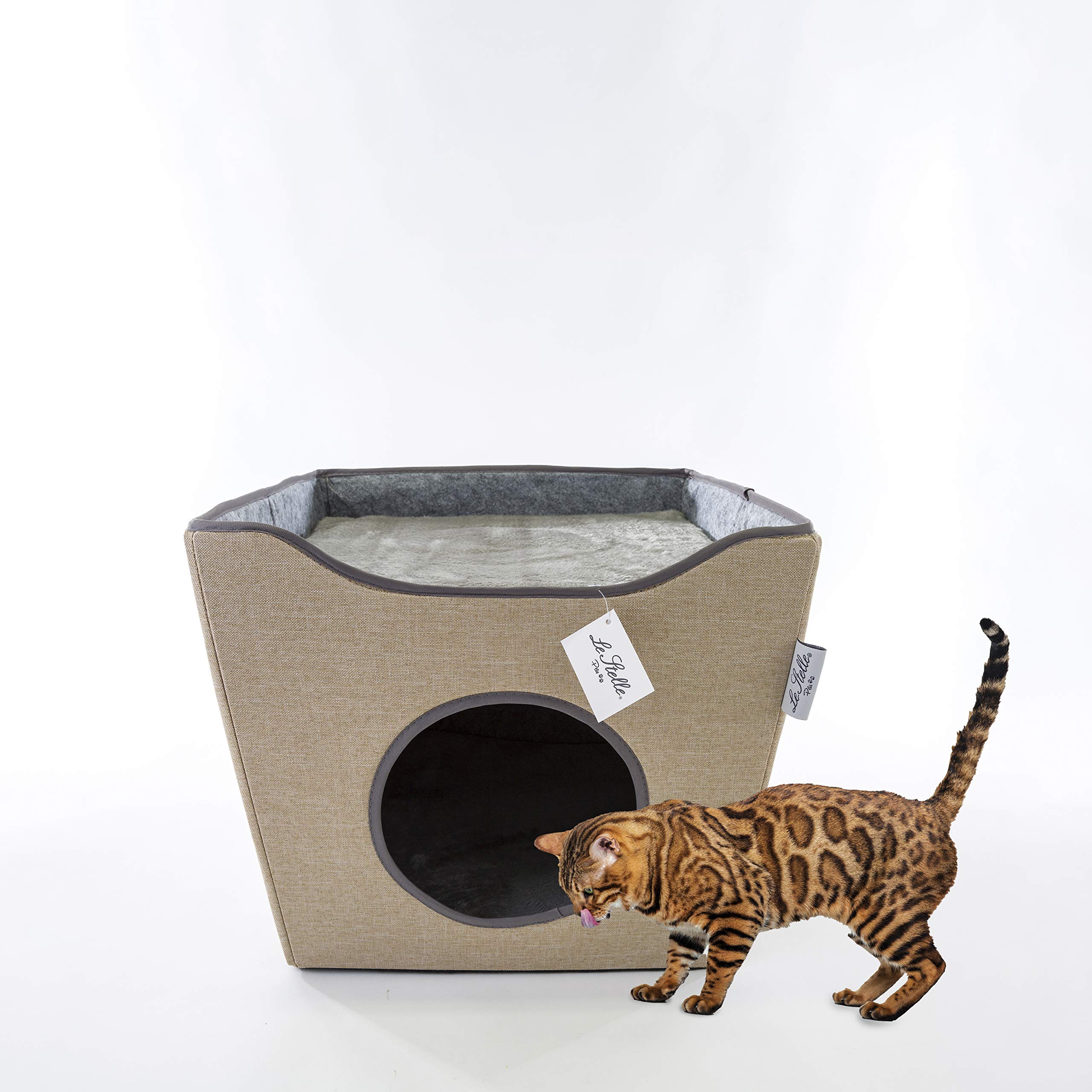 Cuccia Per Gatti A 2 Livelli Con Tiragraffi - Letto Pieghevole, Cuscino Bifacciale, Con Palla