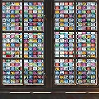 Vista 1 de VELIMAX Película de privacidad, tinte de vitral, calcomanías de arcoíris, vinilo de adherencia estática, no adhesivo, anti-UV, para ventana