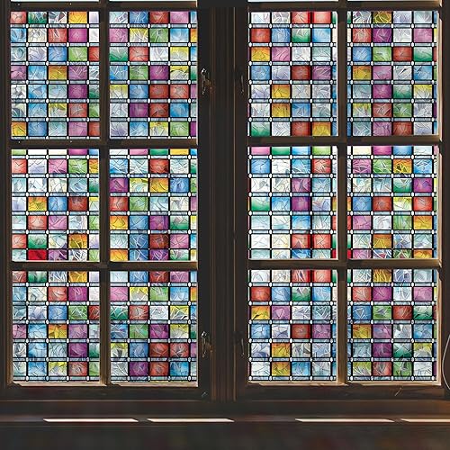 VELIMAX Película de privacidad para ventana, tinte, calcomanías de arco iris, vinilo estático, no adhesivo, anti rayos UV, para oficina en casa,