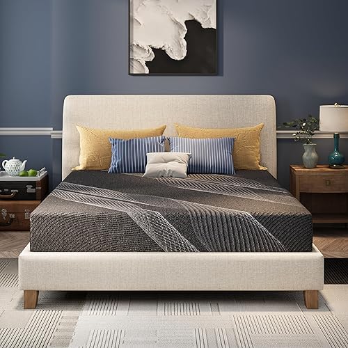 Colchón de espuma viscoelástica Bamboo-Charcoal Queen de 6 pulgadas, colchón de gel líquido para un sueño fresco y aliviar la presión, cama en una