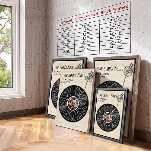 Vista 63 de H-DEWALL Letras de canciones personalizadas con marco, arte de pared musical personalizado para él, decoración sentimental y regalo inspirador