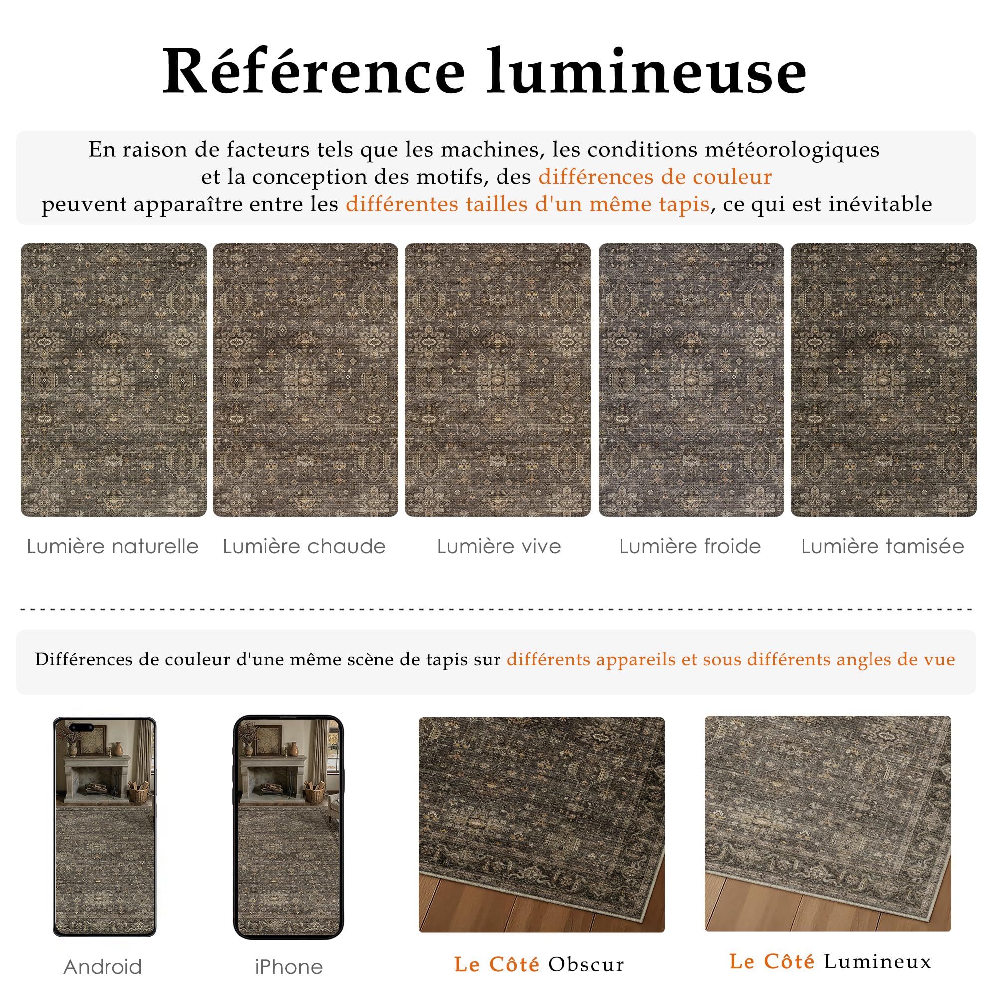 PureCozy Vintage Marron Tapis Salon 120x170cm Chambre AntidéRapant