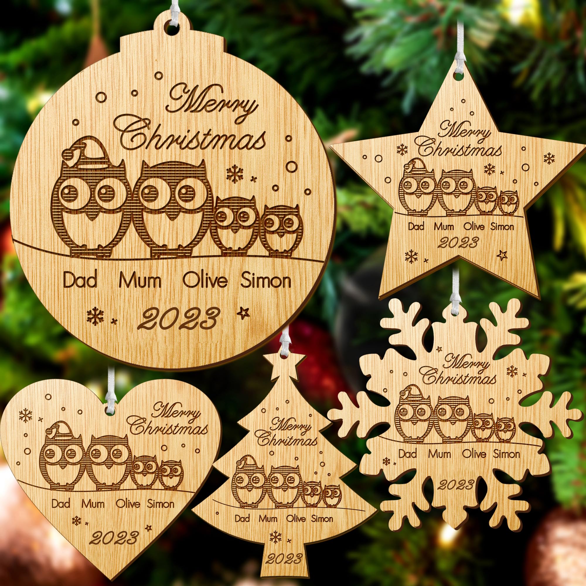 Personalized Merry Christmas Ornaments Engraved Wooden Xmas Tree Ornaments Gift for Family Baby Home Girls Mom with Any Name Xmas Santa Decoration at 2023 Lockdown Year (Heart)