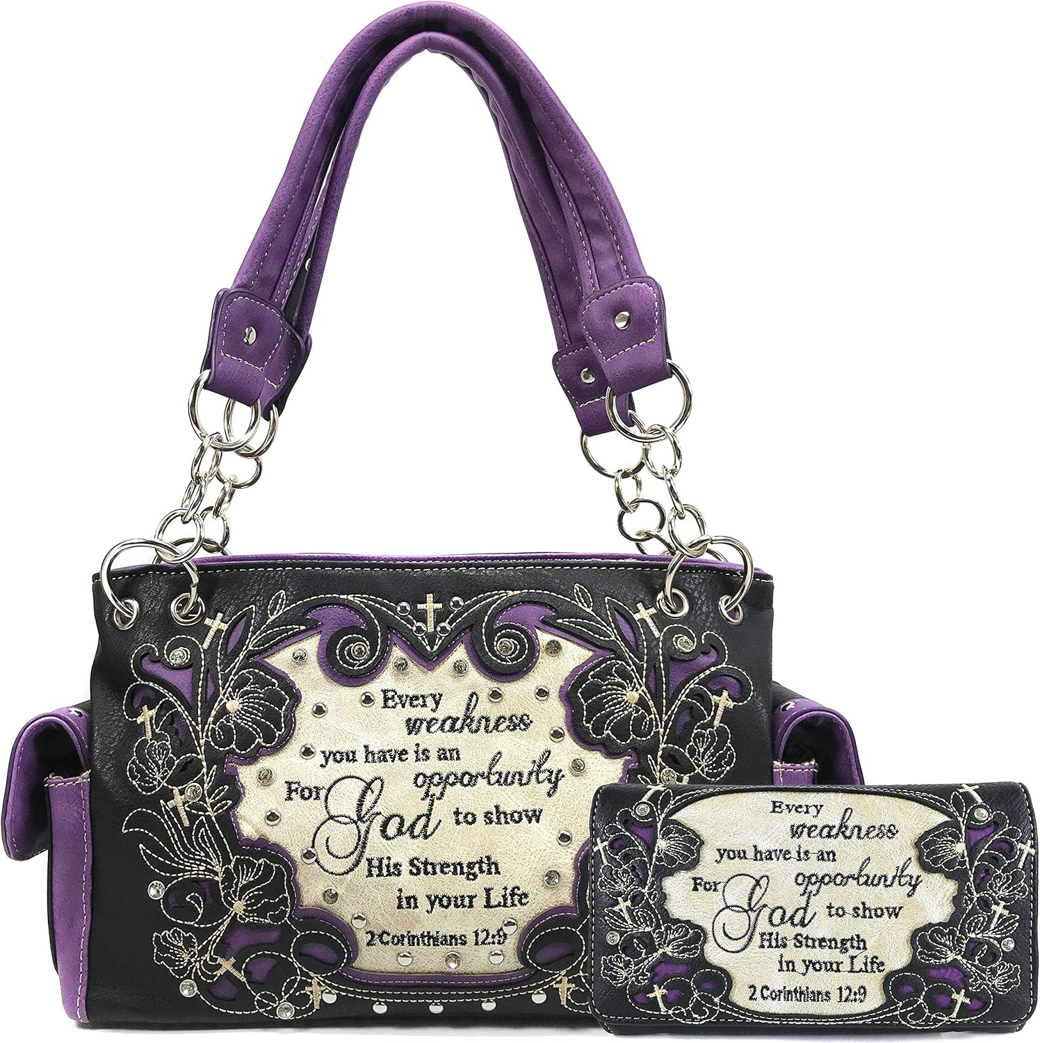 Zelris Bible Verse Corinthians 12:9 God Women Conceal Carry Handbag Wallet Set | Corinthians 12:9, Bible Verse, God, Conceal Carry