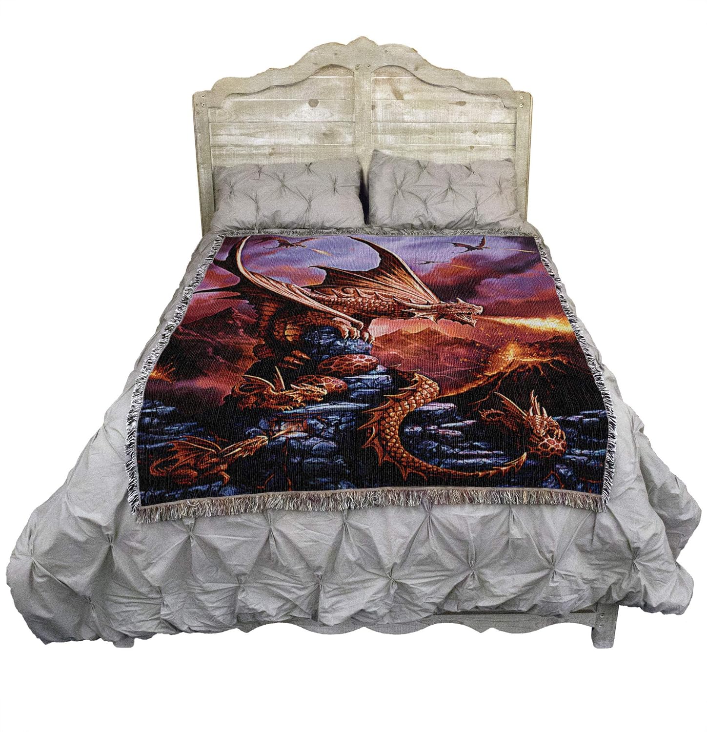 Hоttеѕt Sаlеѕ Fire Dragon Anne Stokes Age of Dragons Collection - Cotton Woven Blanket Throw - Made in The USA (72x54)