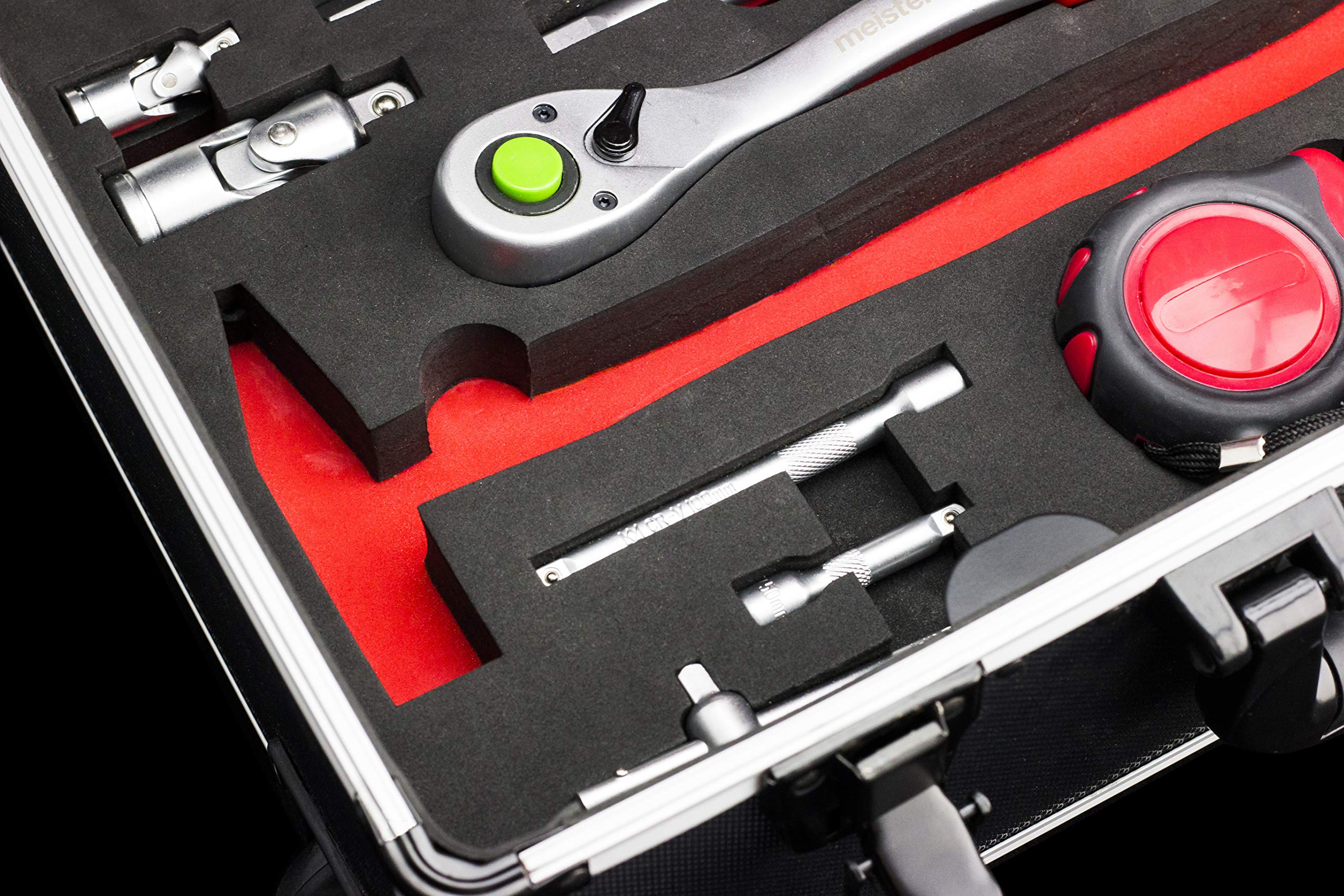 Meister Trolley attrezzi 238 pezzi - Set utensili - Ruote, manico telescopico / Valigetta attrezzi completa / Cassetta su ruote / Scatola utensili professionale / 8971480