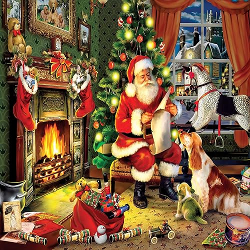 Vinciph Tapiz de Navidad para colgar en la pared, diseño de Papá Noel, chimenea, árbol de Navidad, decoración de pared para sala de estar,