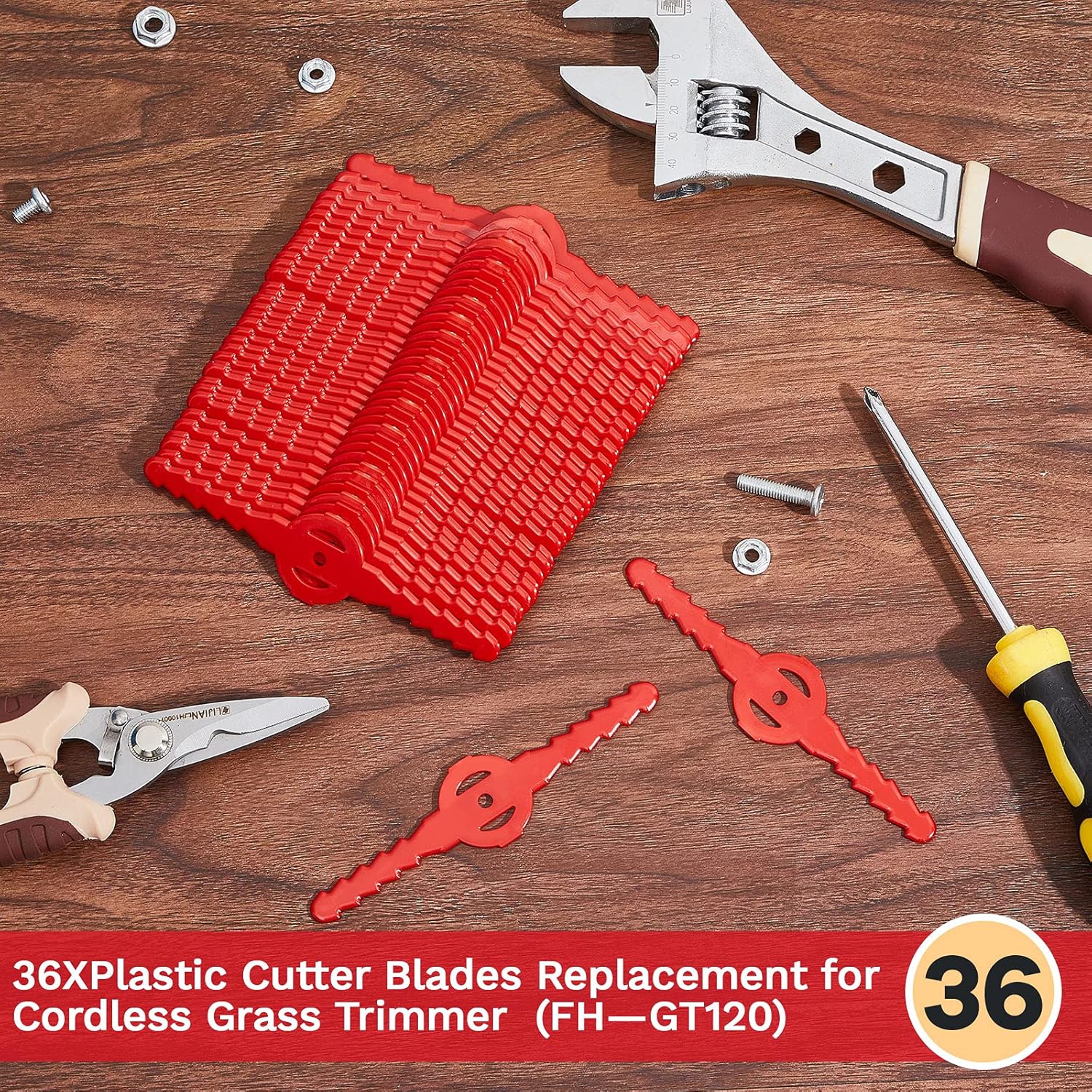 36 Pieces String Trimmer Head Blades Replace Plastic Cutter Blades Replacement Weed Wacker Head Blades Lawn Mower Weed Eater Blades Accessories for Cordless Grass Trimmer (FH-GT120) : Patio, Lawn & Garden