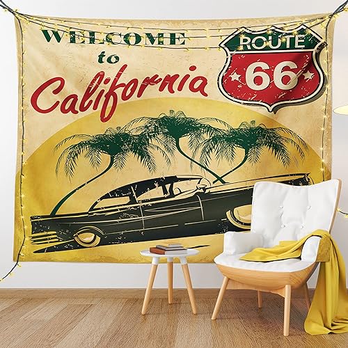 Miniatura 9 de Ambesonne Tapiz retro, asiento publicitario retro de Hollywood con texto en inglés "Welcome to California", estampado estilo arte pop, para colgar
