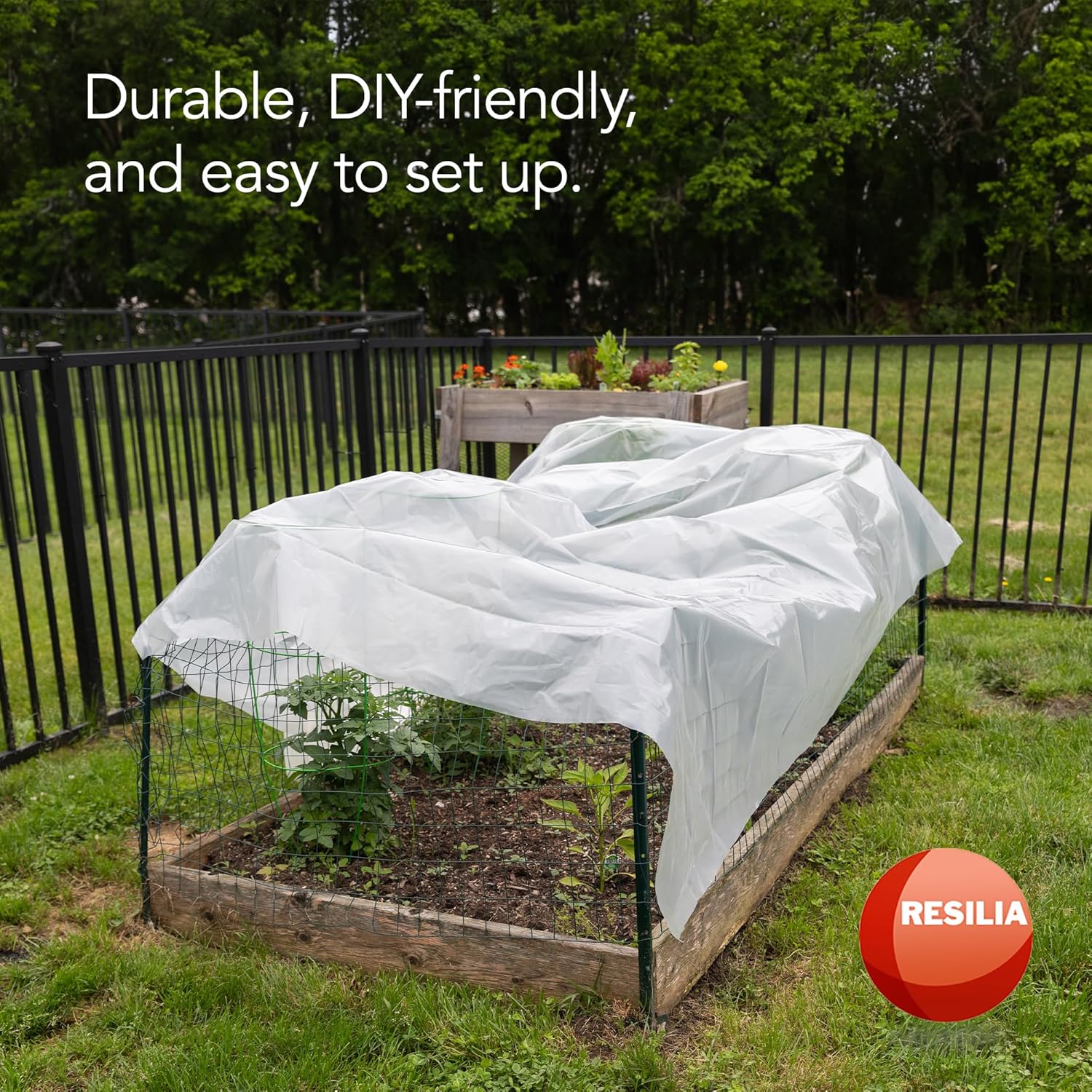 RESILIA Clear Greenhouse Sheeting - UV-Protected, Heavy-Duty Gauge Outdoor Polyethylene Cover for Weatherproofing Greenhouses, Garden, Plants, 10' by 28' Roll, 6 Mil, 0.006 Inch, Thick, Made in USA