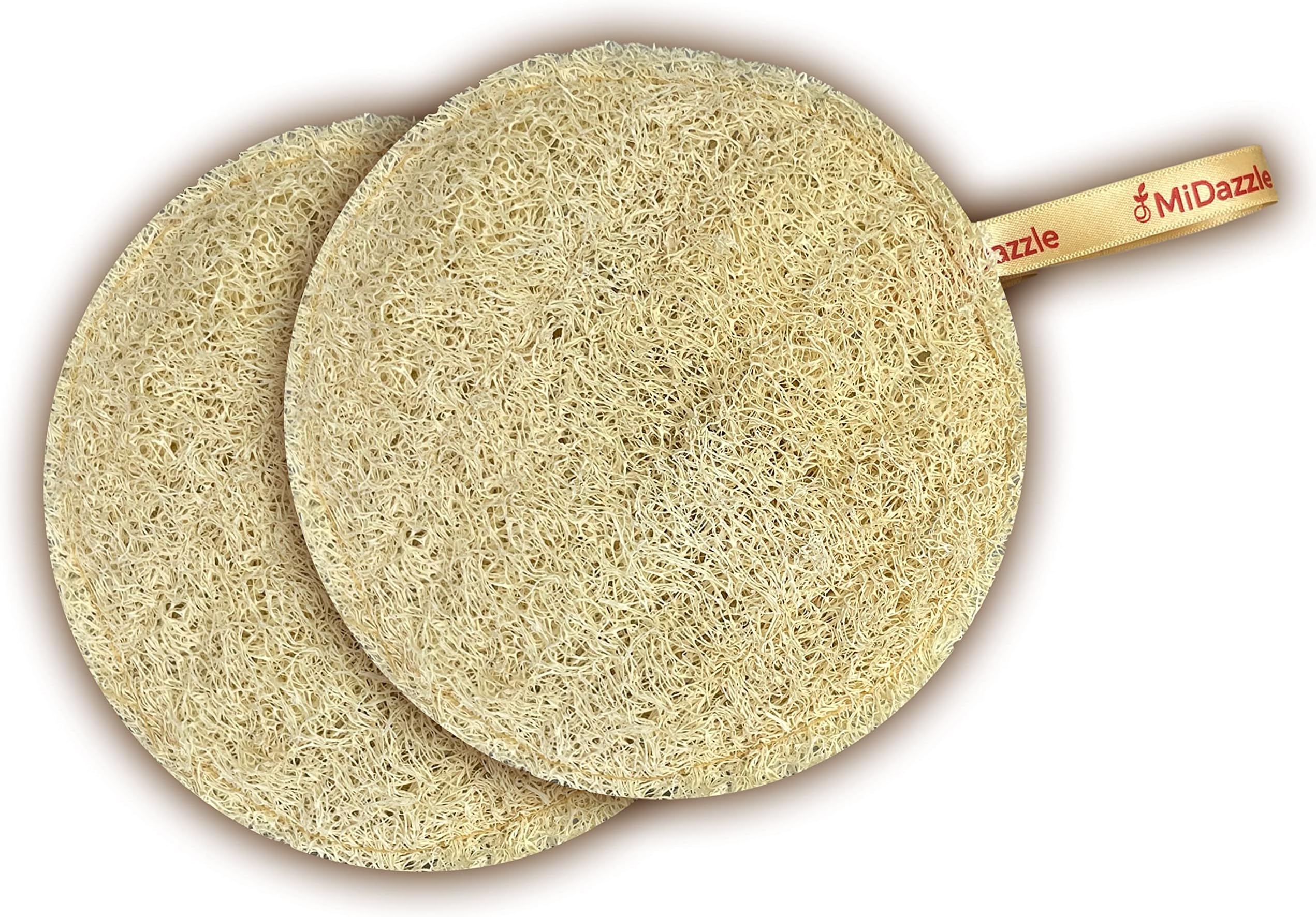 Midazzle 100% Natural Body Scrubber Loofah for Bathing (Round) (Pack of 2)