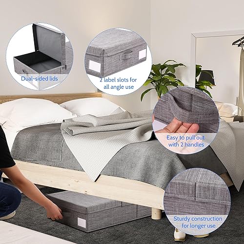 Miniatura 2 de Paquete de 2 contenedores de almacenamiento debajo de la cama con tapas, cajones de almacenamiento grandes de 32 pulgadas para debajo de la cama,