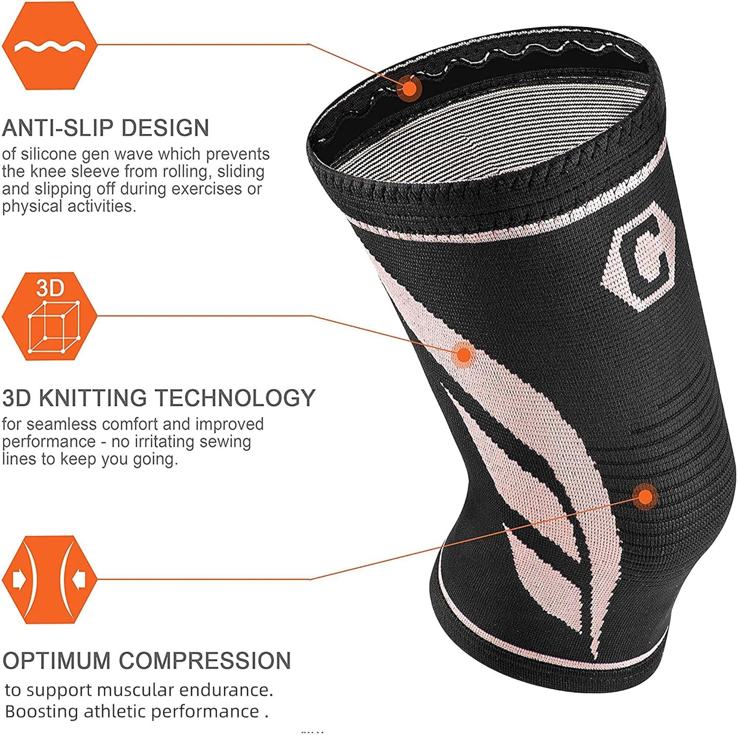 CAMBIVO 2 Pack Knee Compression Sleeve, Knee Brace for Women and Men, Knee Support for Running, Workout, Hiking, Sports: Sports & Outdoors