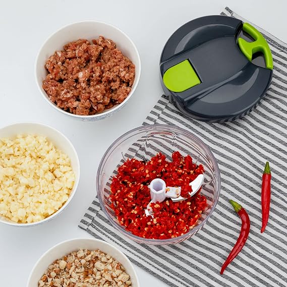 Multi-Function Manual Food Chopper & Processors with Handle and Cover,Vegetable Chopper Shredder,Garlic Chopper,Suitable for Onions Garlic Peppers Carrots Fruits,Wonderful for Kitchen(Green)