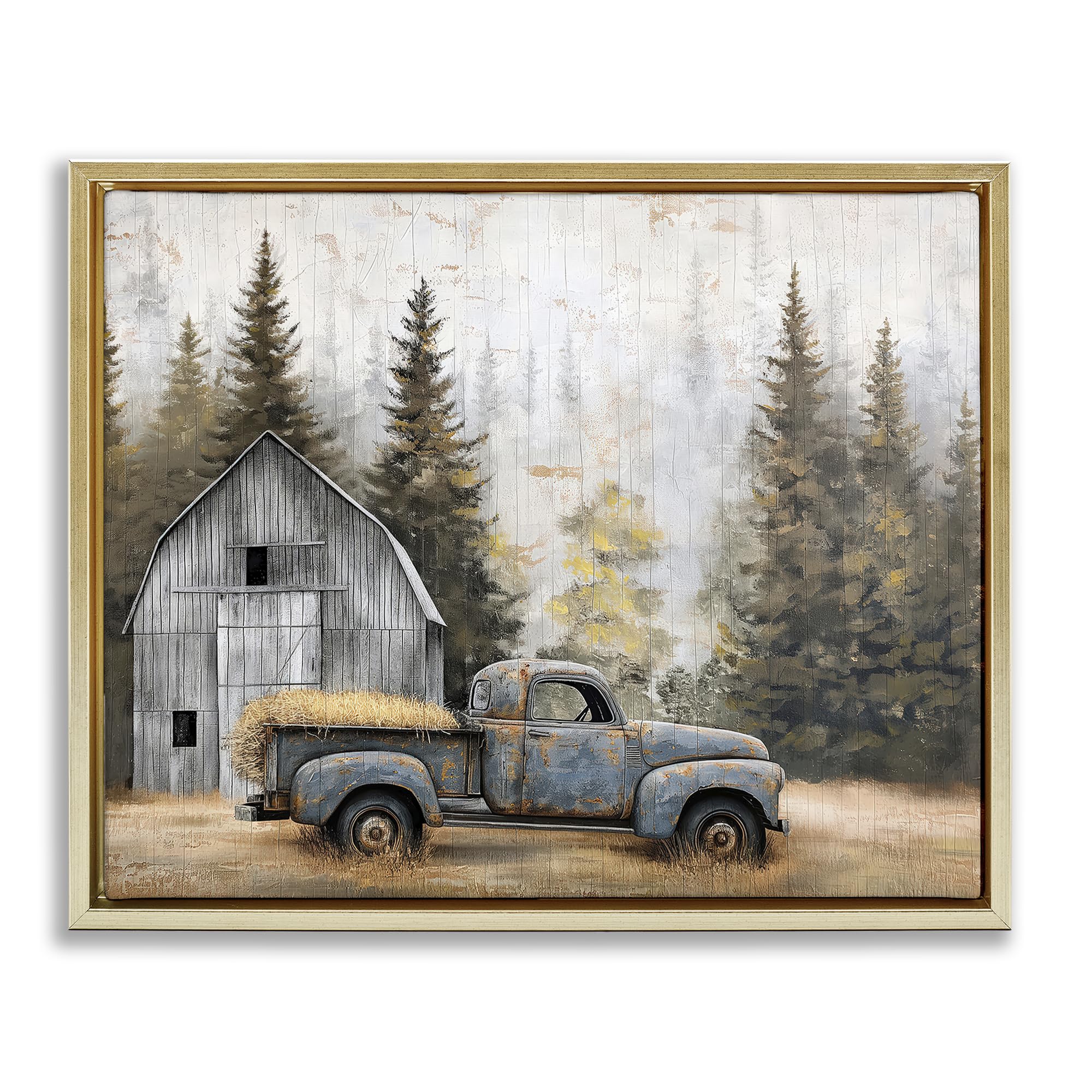 Stupell Industries Autumn Barn and Pine Forest Rustic Landscape Wall Art for Living Room, 24 x 30 Inch Gallery Wrapped Canvas Wall Art in Floater Frame, by Imagine It Images, Made in USA Gift