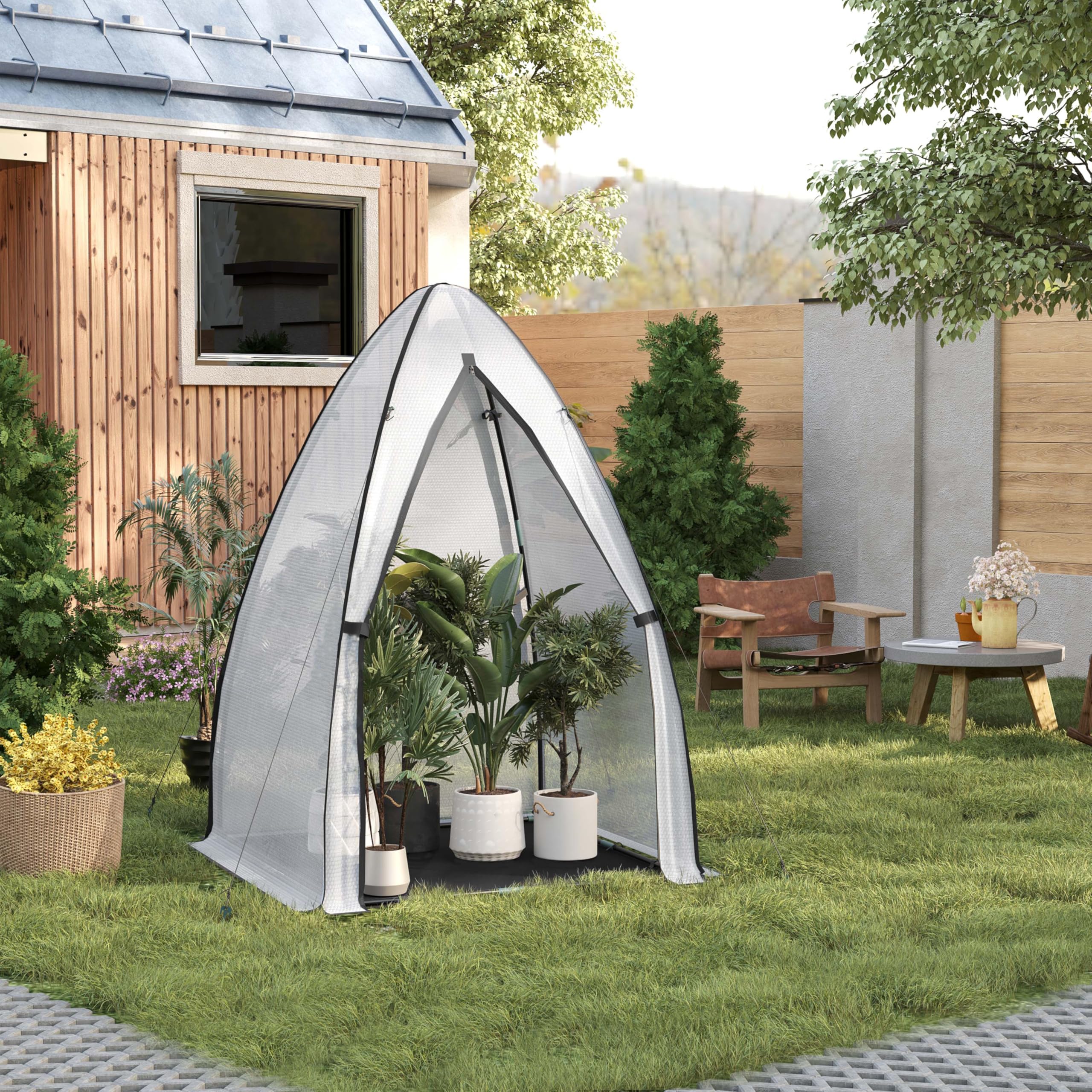 WOLTU Mini Serre de Jardin, Anti-Froid, Blanc, pour Tomates, 120x180cm