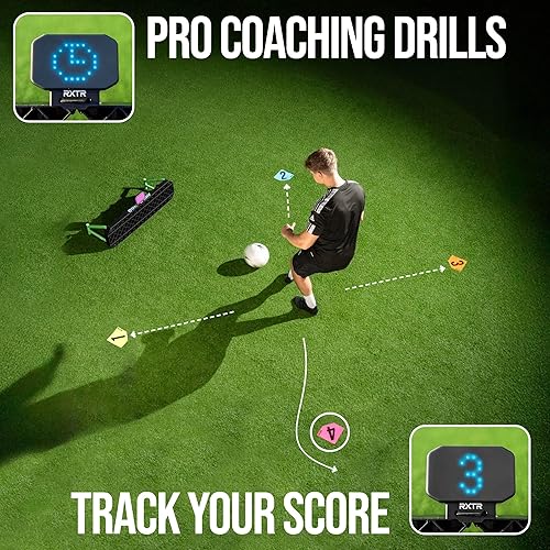 Miniatura 2 de QUICKPLAY Paquete de luces de entrenamiento de reacción Replay Station y RXTR - Sistema completo de entrenamiento de fútbol inteligente con tablero