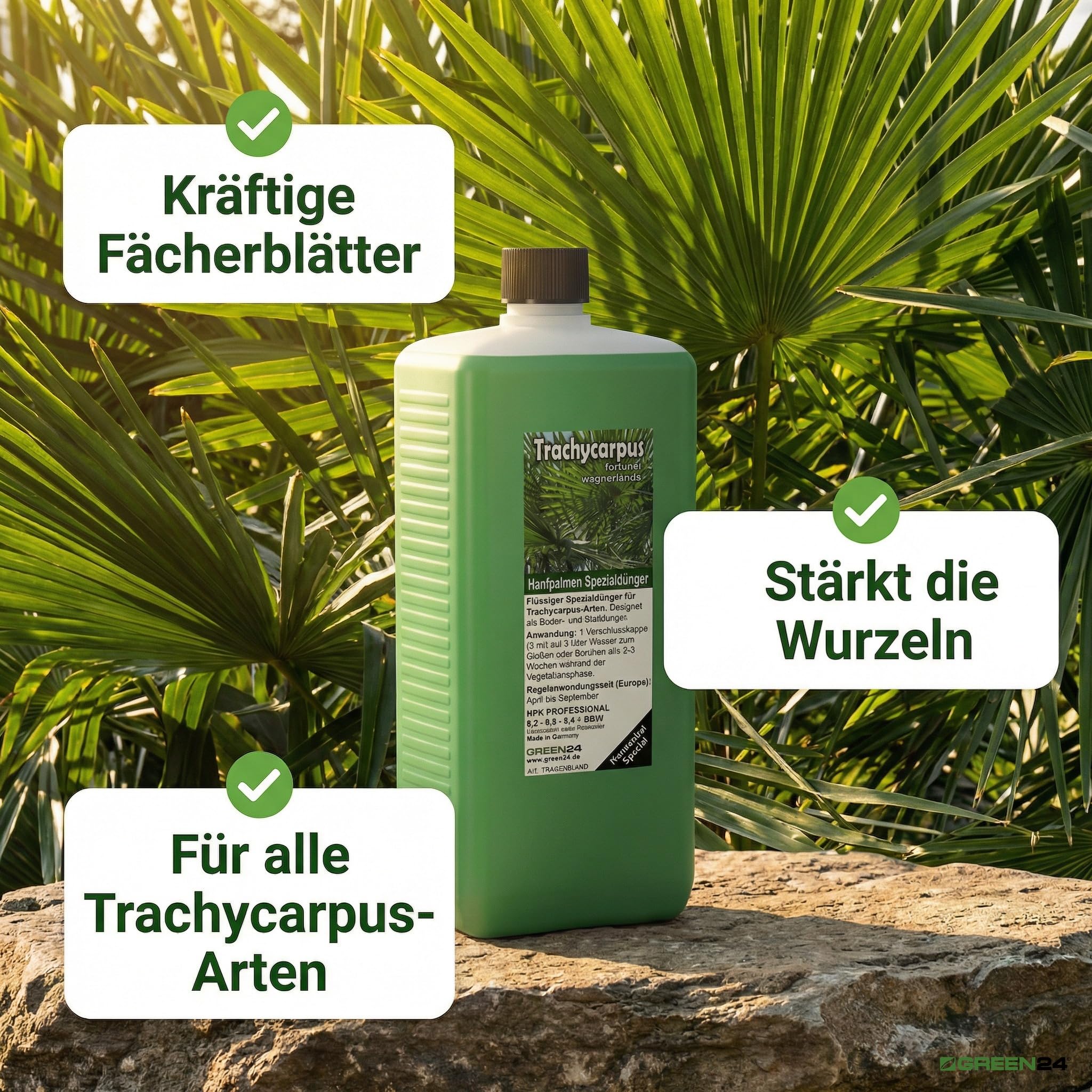 Trachycarpus Dünger XL 1 Liter für Hanfpalmen Tessinerpalmen Trachycarpus fortunei wagnerianus Palmen als Spezial Wurzeldünger + Blattdünger Profi Linie düngen