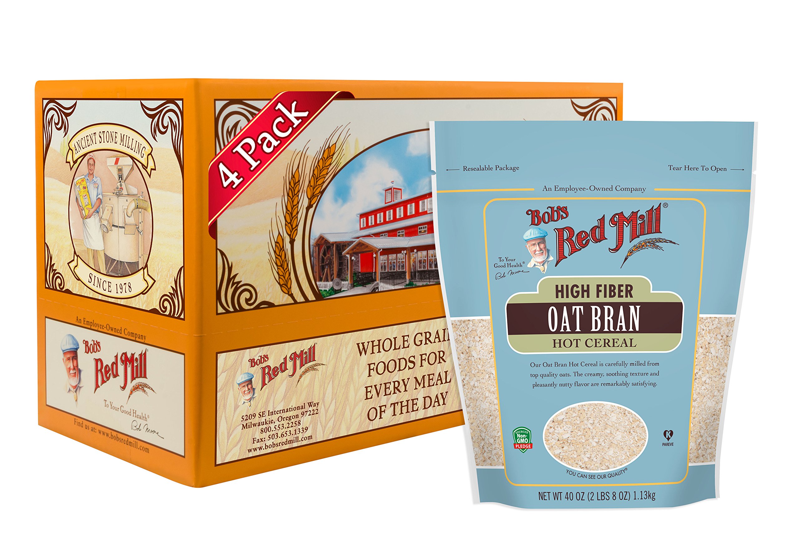 Bob's Red Mill Oat Bran, 40oz (4 Pack)