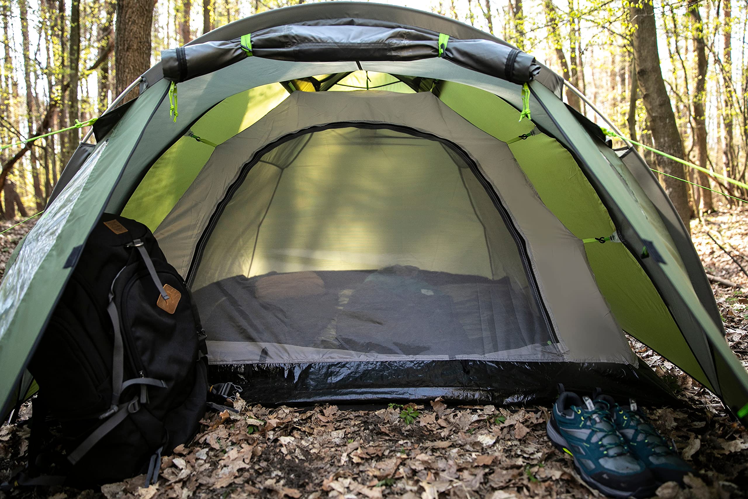 peme Leśny namiot kopułowy, wodoodporny namiot kempingowy dla 2-3 osób, lekki namiot rodzinny, na trekking, kemping, wędrówki i festiwale na świeżym powietrzu, z 2 wejściami