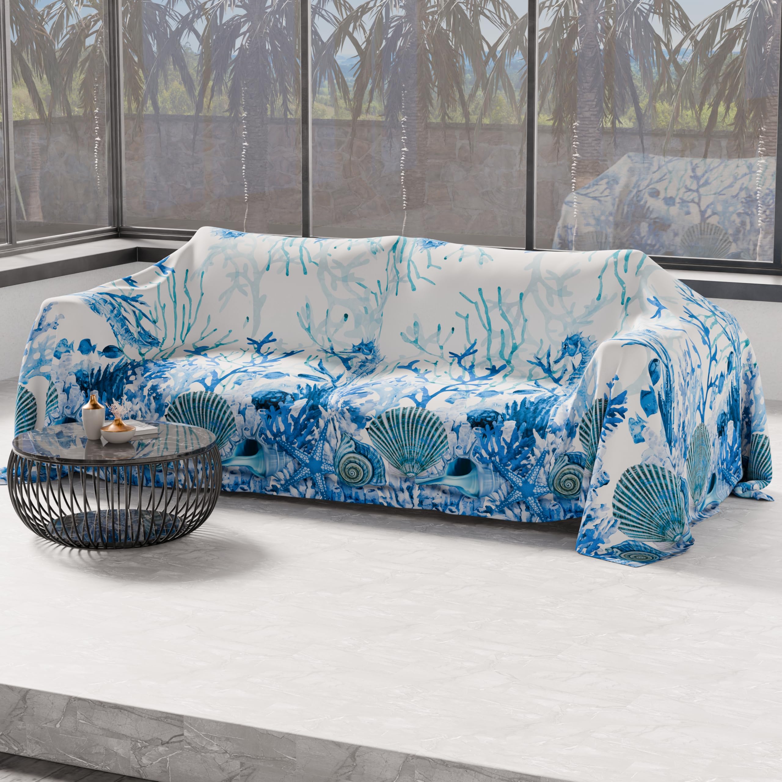PETTI Artigiani Italiani - Single Bedspread Spring Summer Lightweight Single Blanket, Bedspread, Coral Blue, 100% Made in Italy