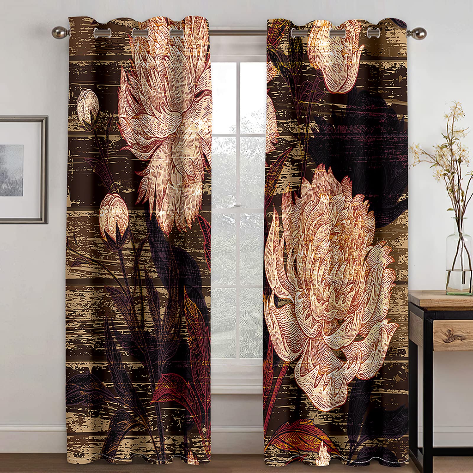 Vorhang Blickdicht Verdunklungsvorhänge Gardienen 2-SetBlume 150x166cm