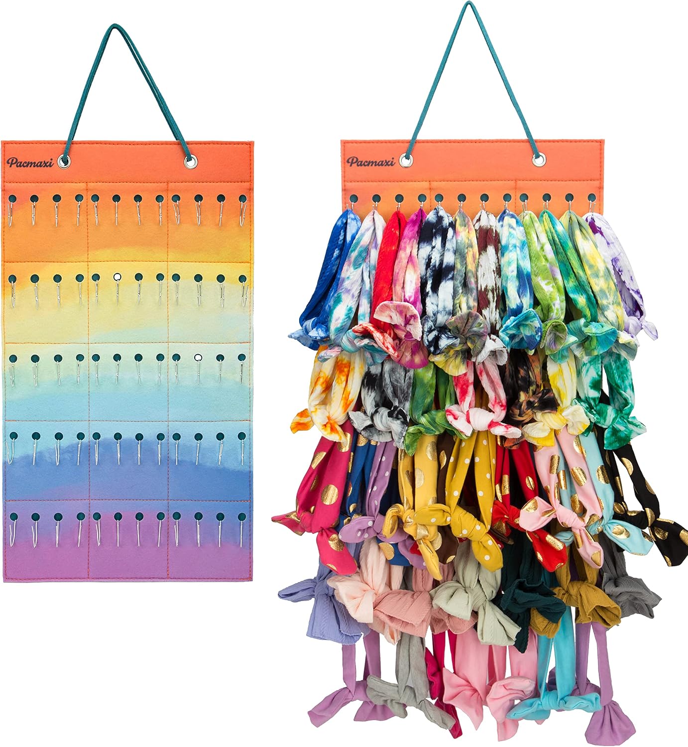 Headband Holder for Baby Girl, Hanging Storage Organizer Newborn Headbands, Bow (orange colorful)