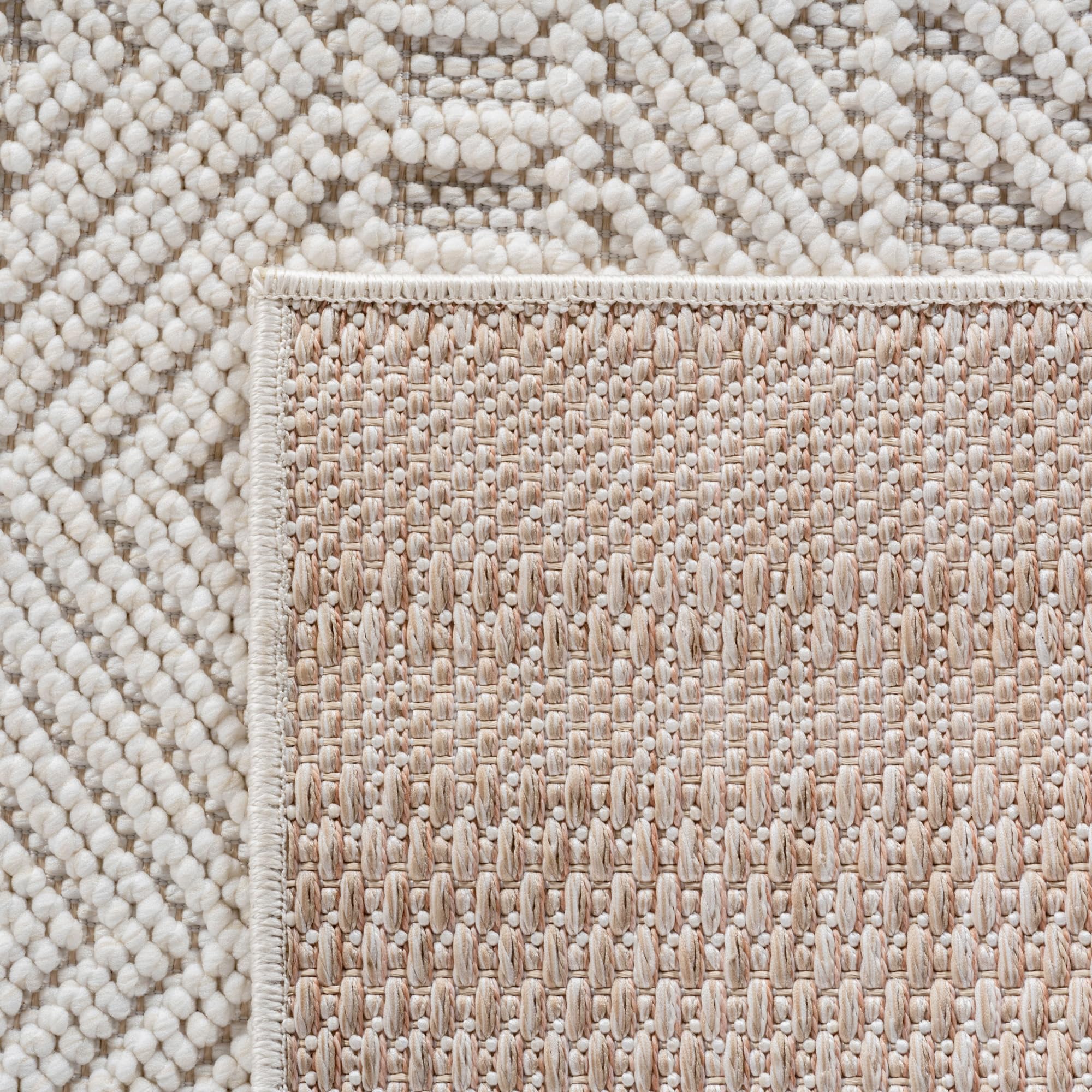 Carpetsale24 Teppich 200x290 cm Creme Vintage Design Bouclé Schlingenflor Skandi Stil Modern Weich Strapazierfähig Pflegeleicht großer Teppich für Wohnzimmer Esszimmer Schlafzimmer