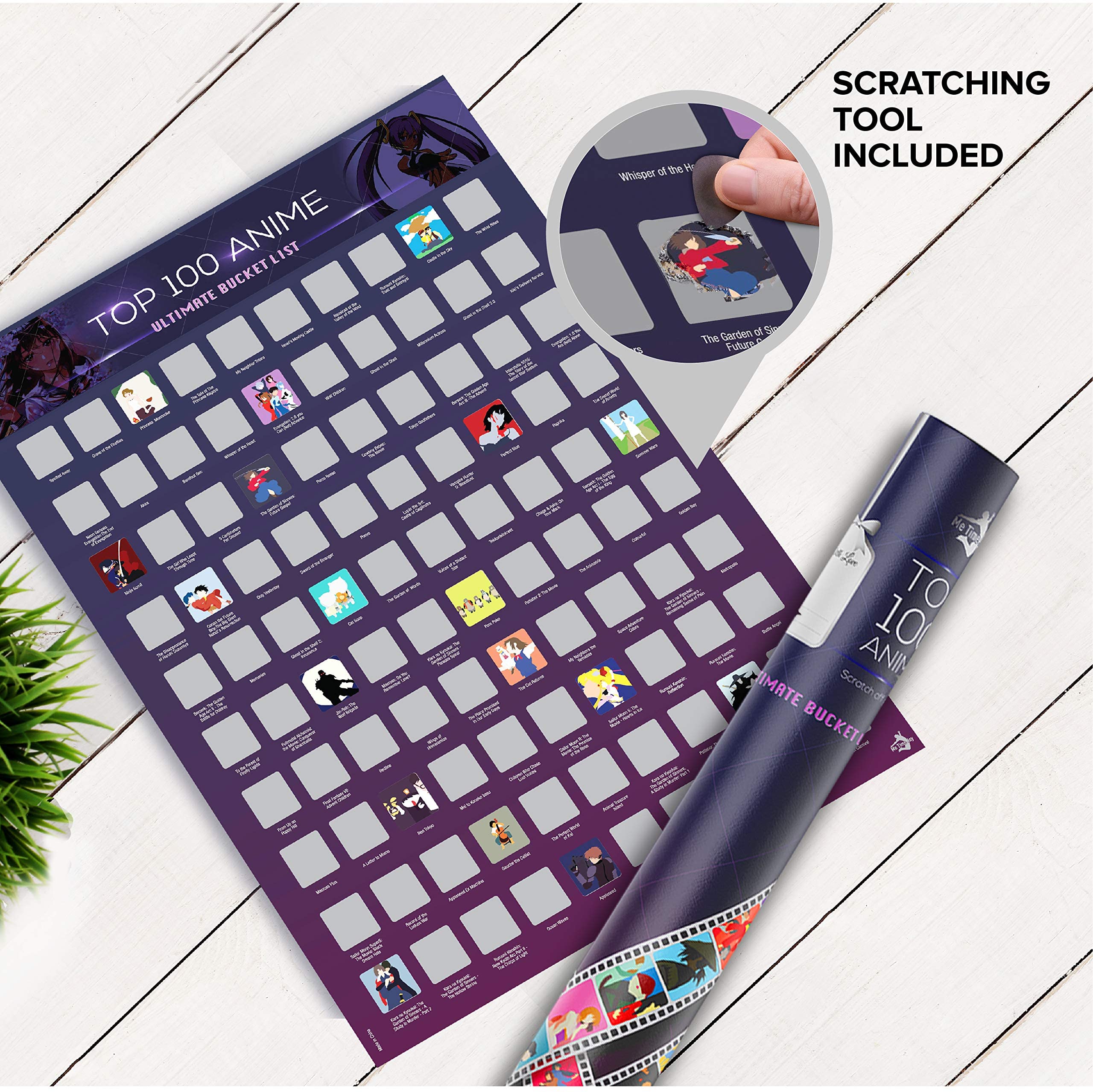 Top 100 Anime Scratch Off Poster With Scratching Tool 100 Anime