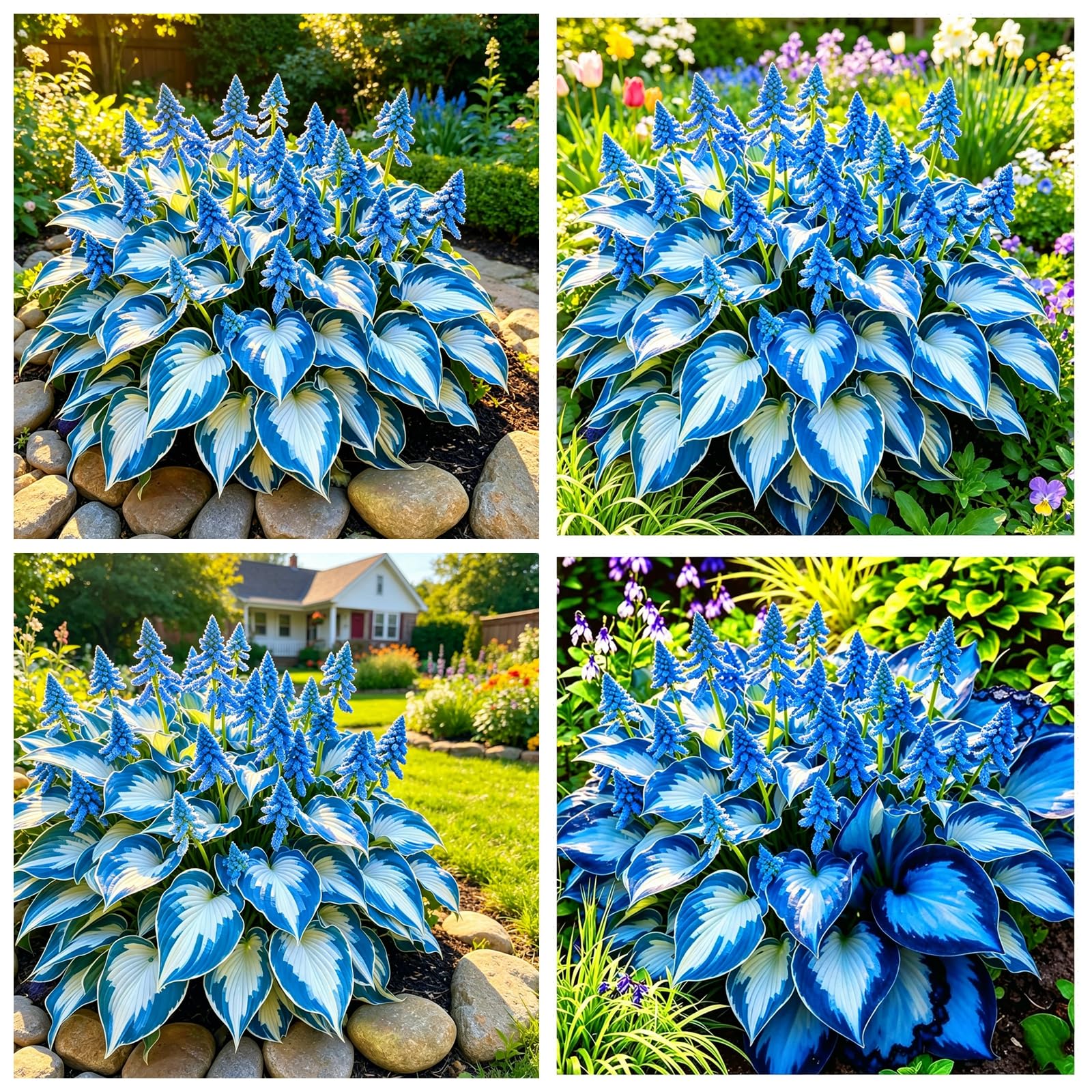 Perennial/Rainbow Blue Hosta Rhizome/Brilliant Hosta Bulbs for Planting Now UK/Potted/Grow Well/Low Maintenance/Excellent Display-10bulbs-B