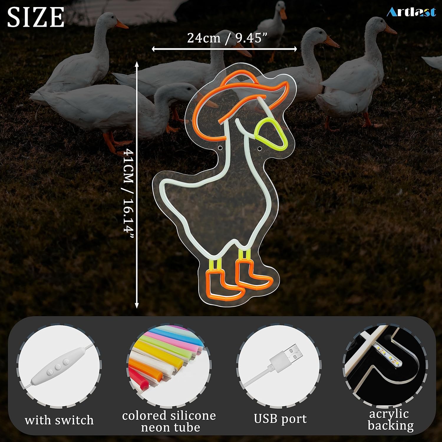 Cowboy Goose Neon Sign Goose Wearing Cowboy Hat & Boots LED Neon Light for Kids Room Decor Cute Goose Sign for Bedroom Wall Decor Birthday Gift Party Decoration Teen Room Decor