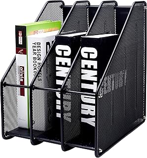 Exerz Revistero archivador triple de malla metálica/Archivadores de revistas/Estante para escritorio- 3 Compartimentos p...